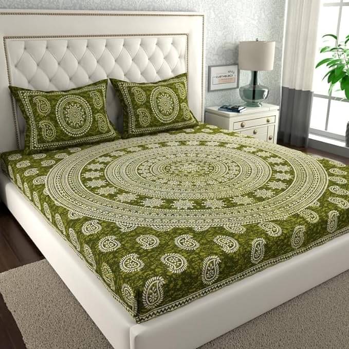     			Pure Loom Multicolor Cotton 1 Double Queen Bedsheet with 2 Pillow Covers ( , 240 cm x 215 cm )