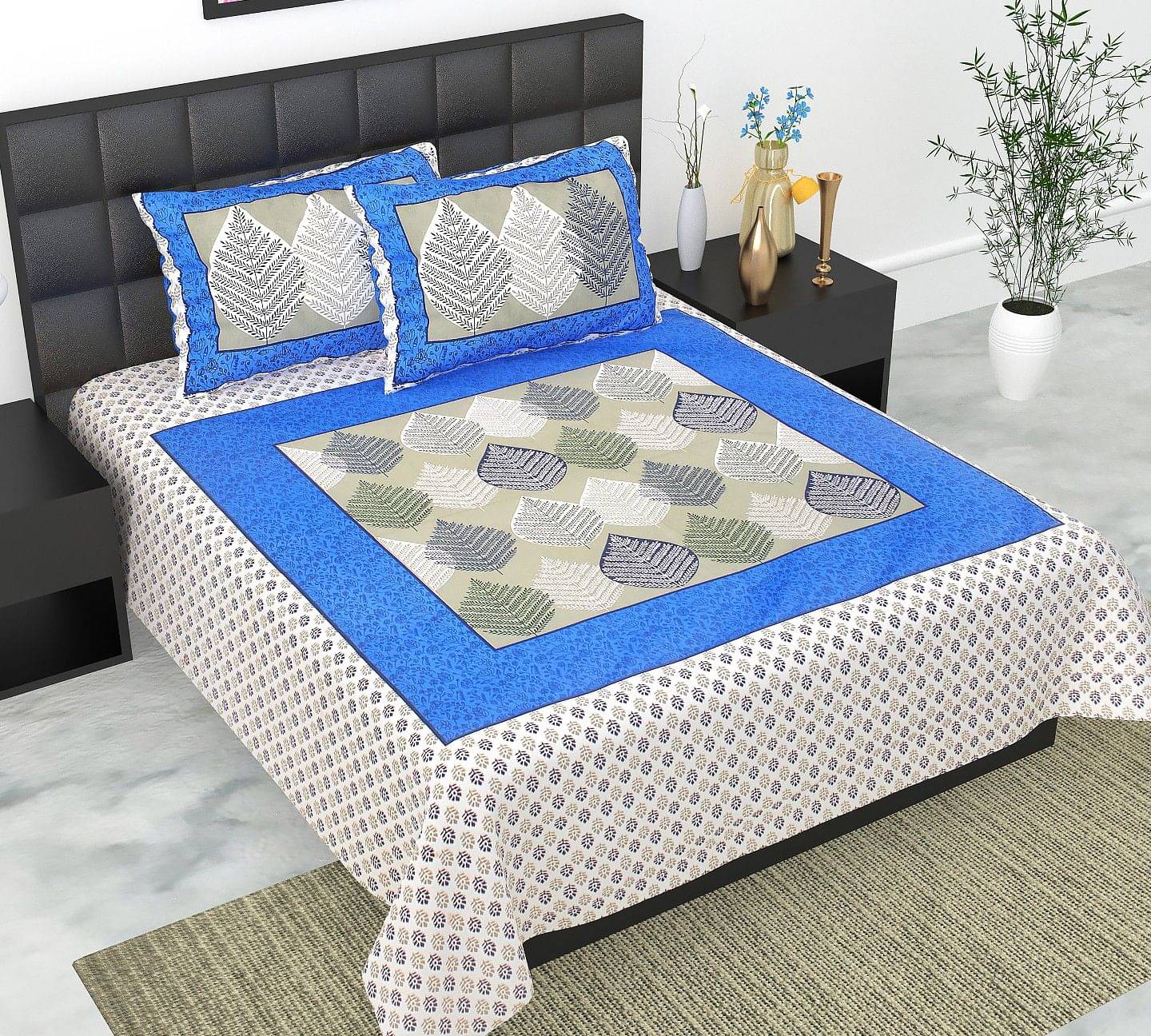     			Pure Loom Multicolor Cotton 1 Double Queen Bedsheet with 2 Pillow Covers ( , 240 cm x 215 cm )