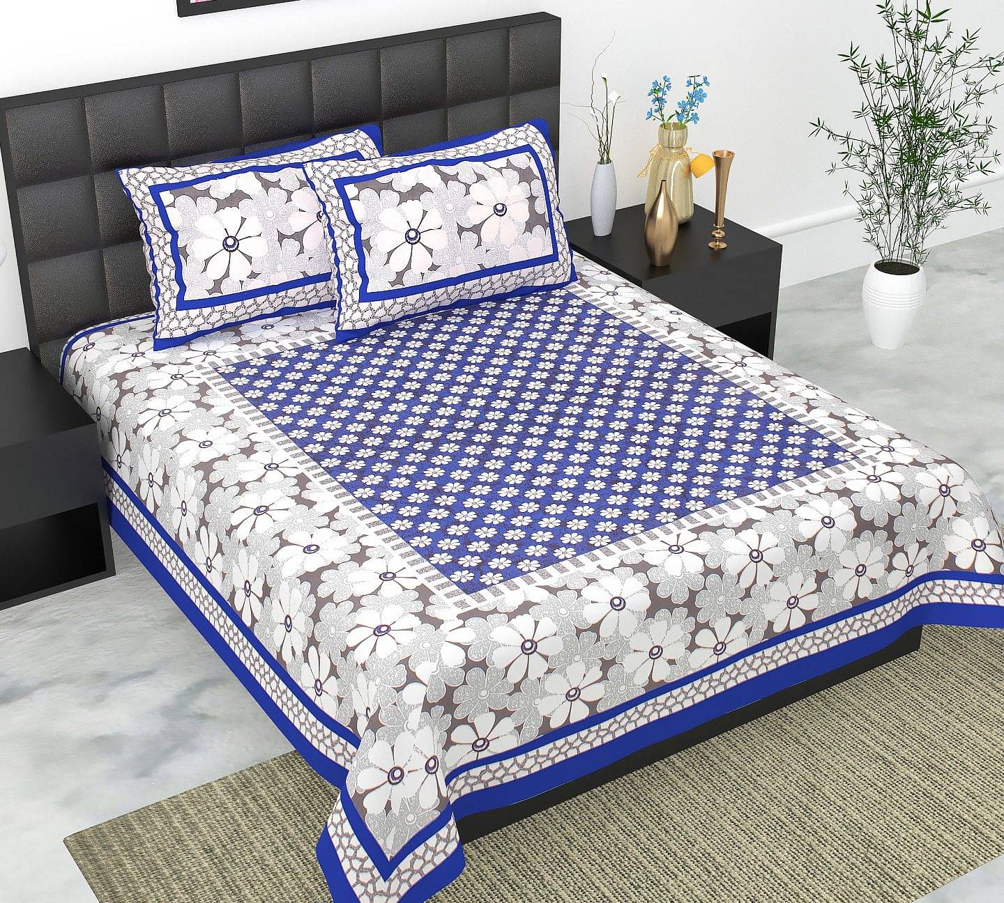     			Pure Loom Multicolor Cotton 1 Double Bedsheet with 2 Pillow Covers ( , 240 cm x 215 cm )