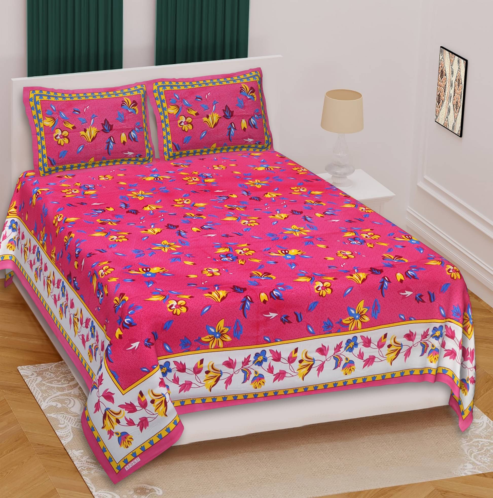     			Pure Loom Multicolor Cotton 1 Double Bedsheet with 2 Pillow Covers ( , 240 cm x 215 cm )