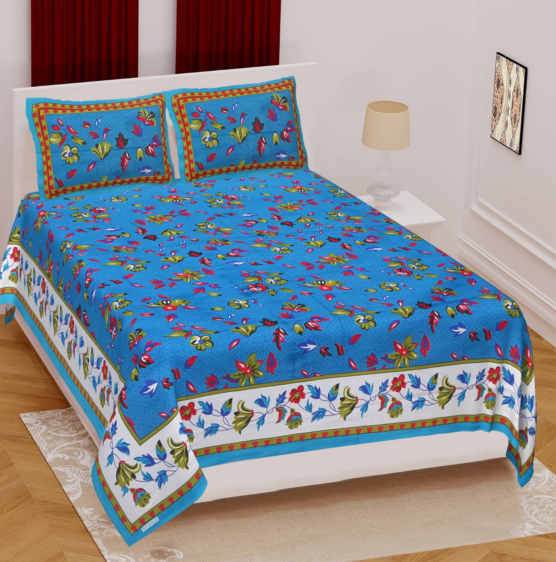     			Pure Loom Multicolor Cotton 1 Double Bedsheet with 2 Pillow Covers ( , 240 cm x 215 cm )