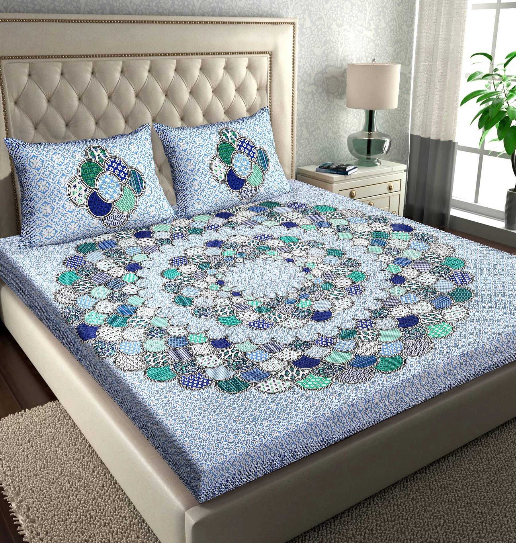     			Pure Loom Multicolor Cotton 1 Double Bedsheet with 2 Pillow Covers ( , 240 cm x 215 cm )