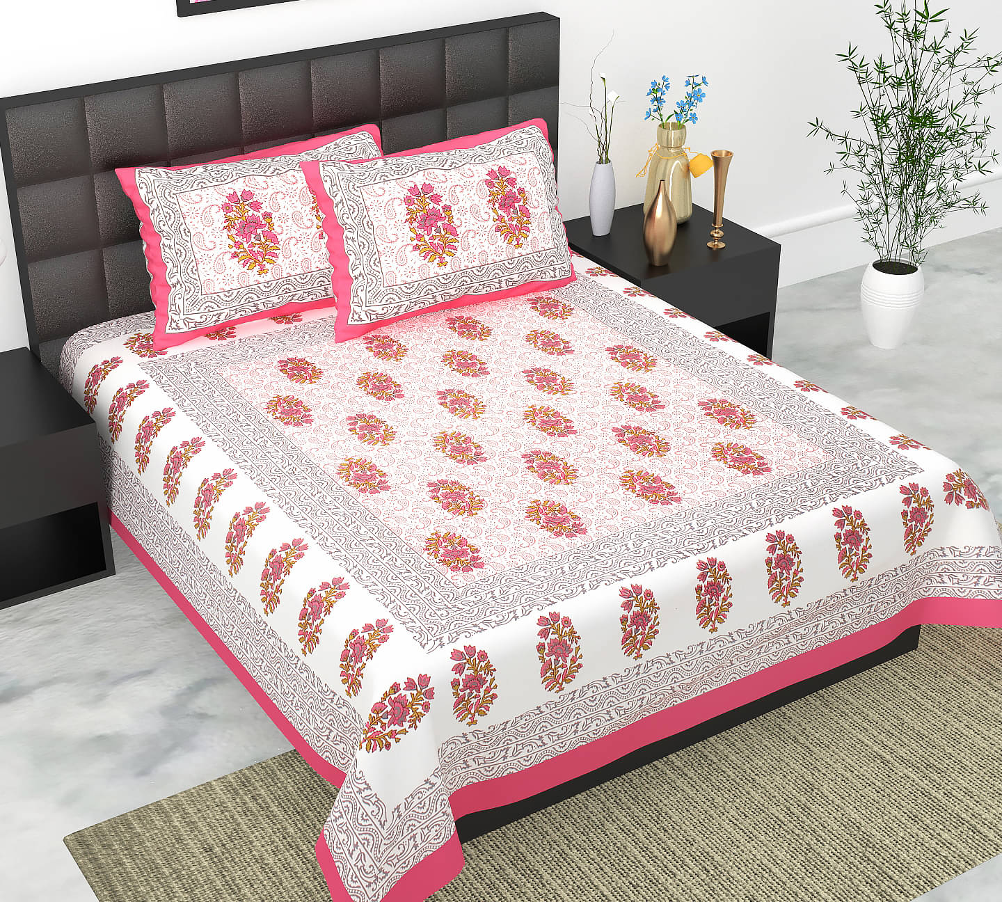     			Pure Loom Multicolor Cotton 1 Double Bedsheet with 2 Pillow Covers ( , 240 cm x 215 cm )