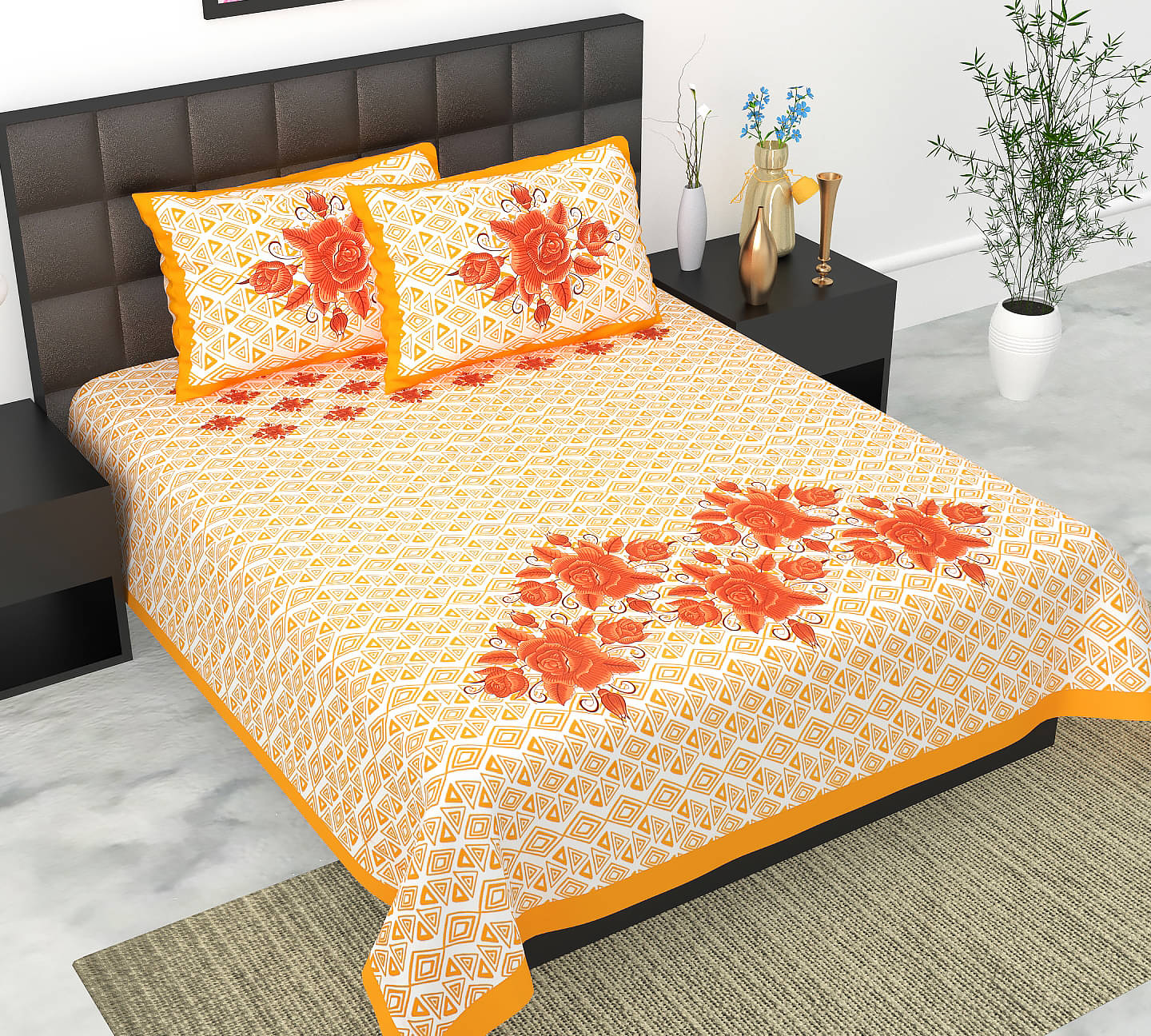     			Pure Loom Multicolor Cotton 1 Double Bedsheet with 2 Pillow Covers ( , 240 cm x 215 cm )