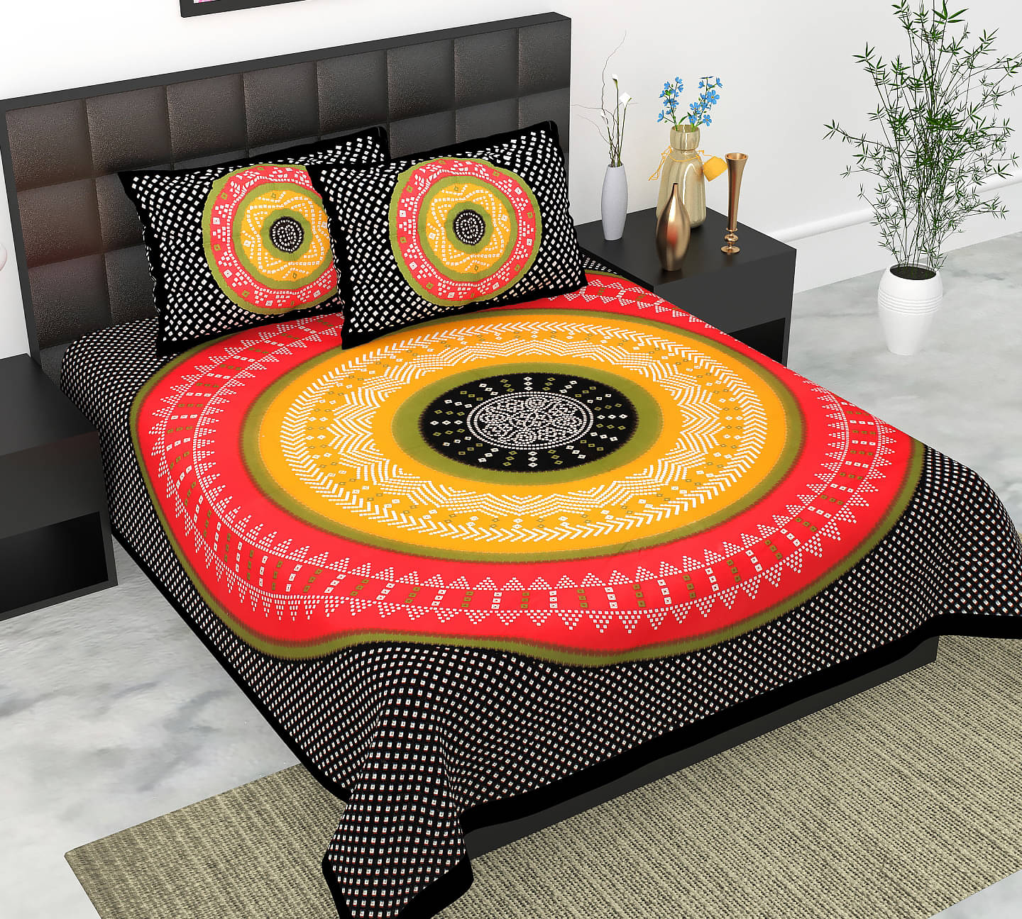     			Pure Loom Multicolor Cotton 1 Double Bedsheet with 2 Pillow Covers ( , 240 cm x 215 cm )