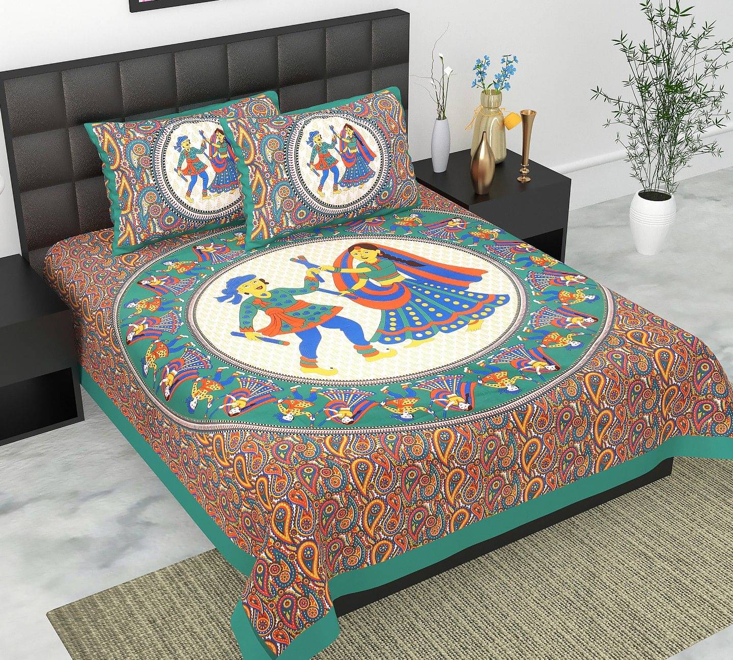     			Pure Loom Multicolor Cotton 1 Double Bedsheet with 2 Pillow Covers ( , 240 cm x 215 cm )