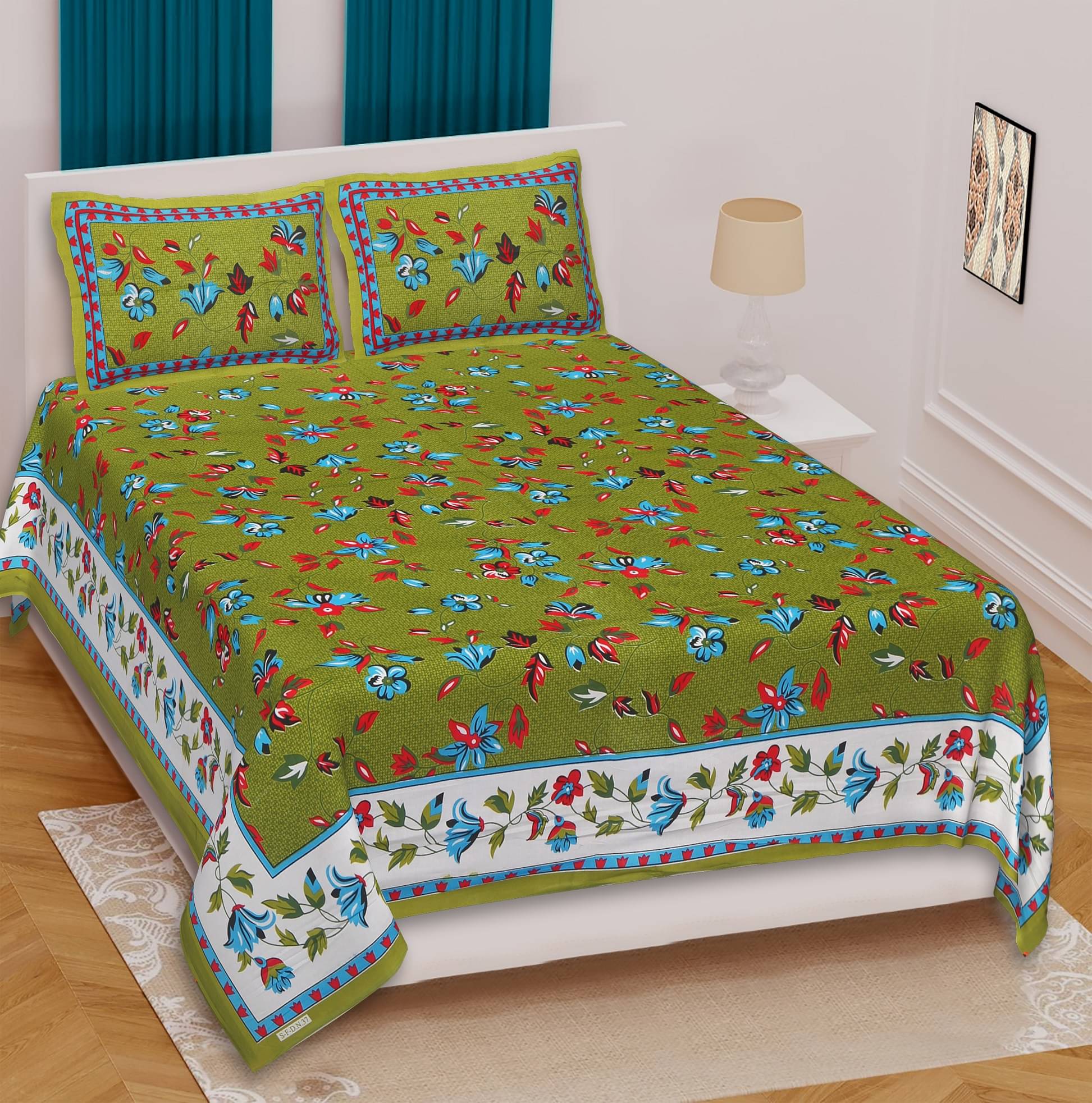     			Pure Loom Multicolor Cotton 1 Double Bedsheet with 2 Pillow Covers ( , 240 cm x 215 cm )