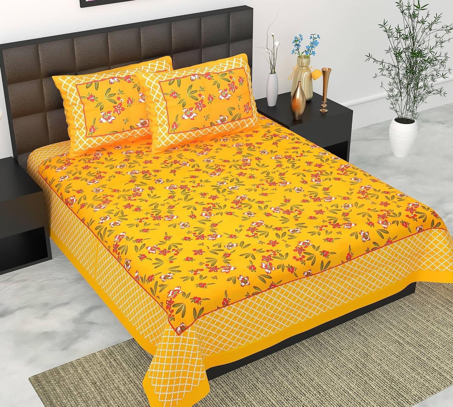     			Pure Loom Multicolor Cotton 1 Double Queen Bedsheet with 2 Pillow Covers ( , 240 cm x 215 cm )