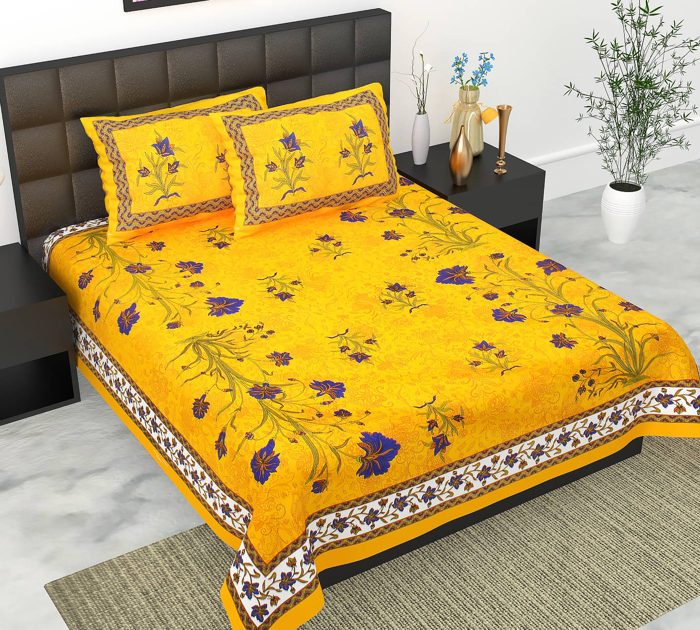     			Pure Loom Multicolor Cotton 1 Double Bedsheet with 2 Pillow Covers ( , 240 cm x 215 cm )