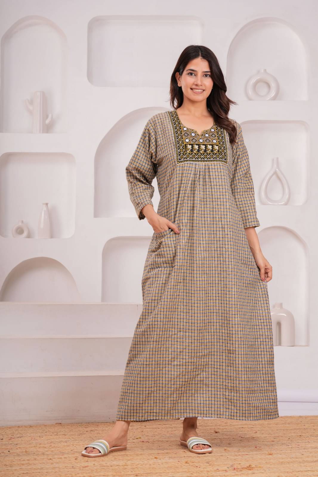 Pure Loom Woollen Self Design Women Regular Nighty ( Multi Color ) Pure Loom Woollen Self Design Women Regular Nighty ( Multi Color )