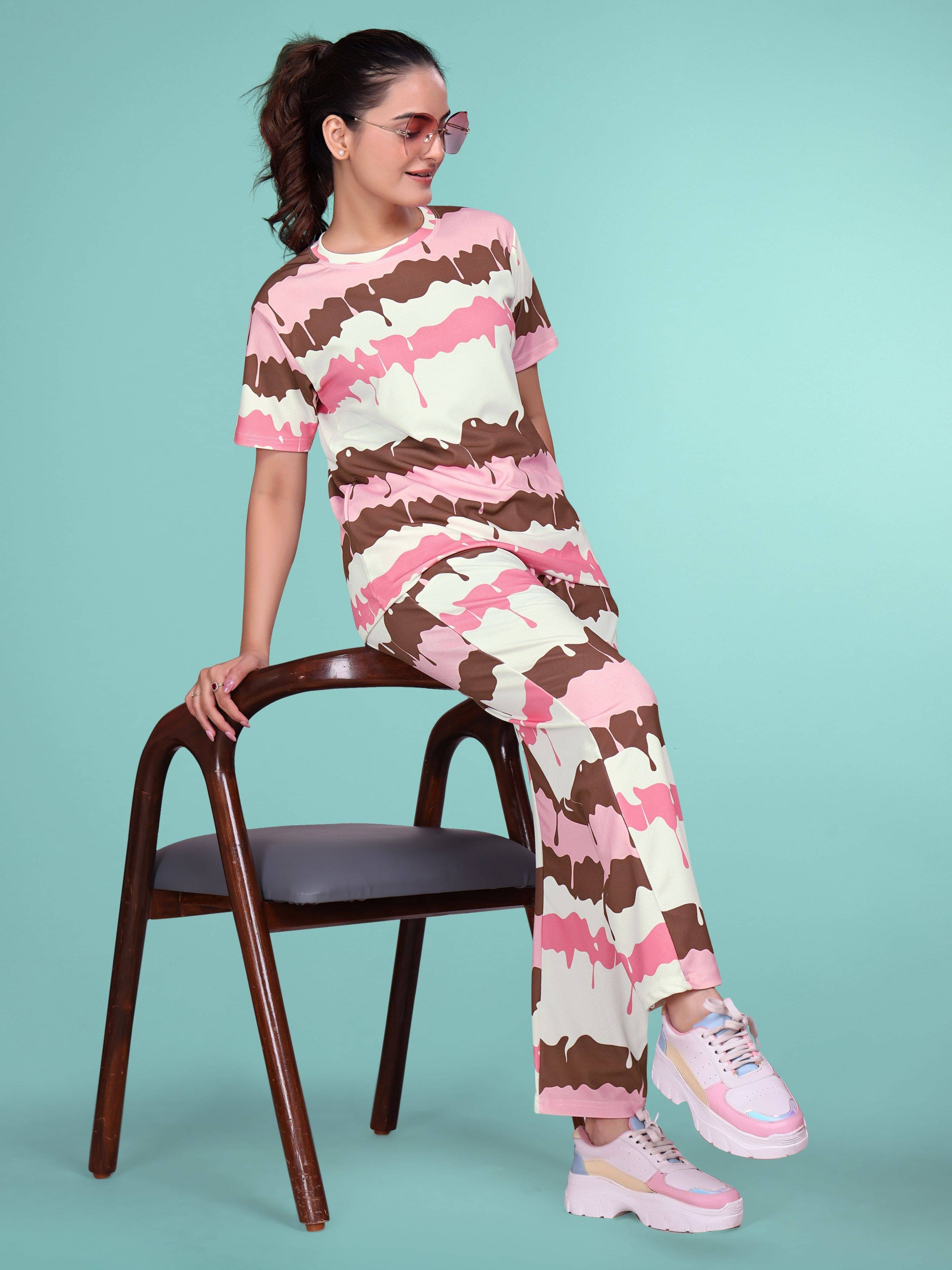     			SAKARMAA Women T-Shirt With Trousers Co-Ord Set ( Multicolor )