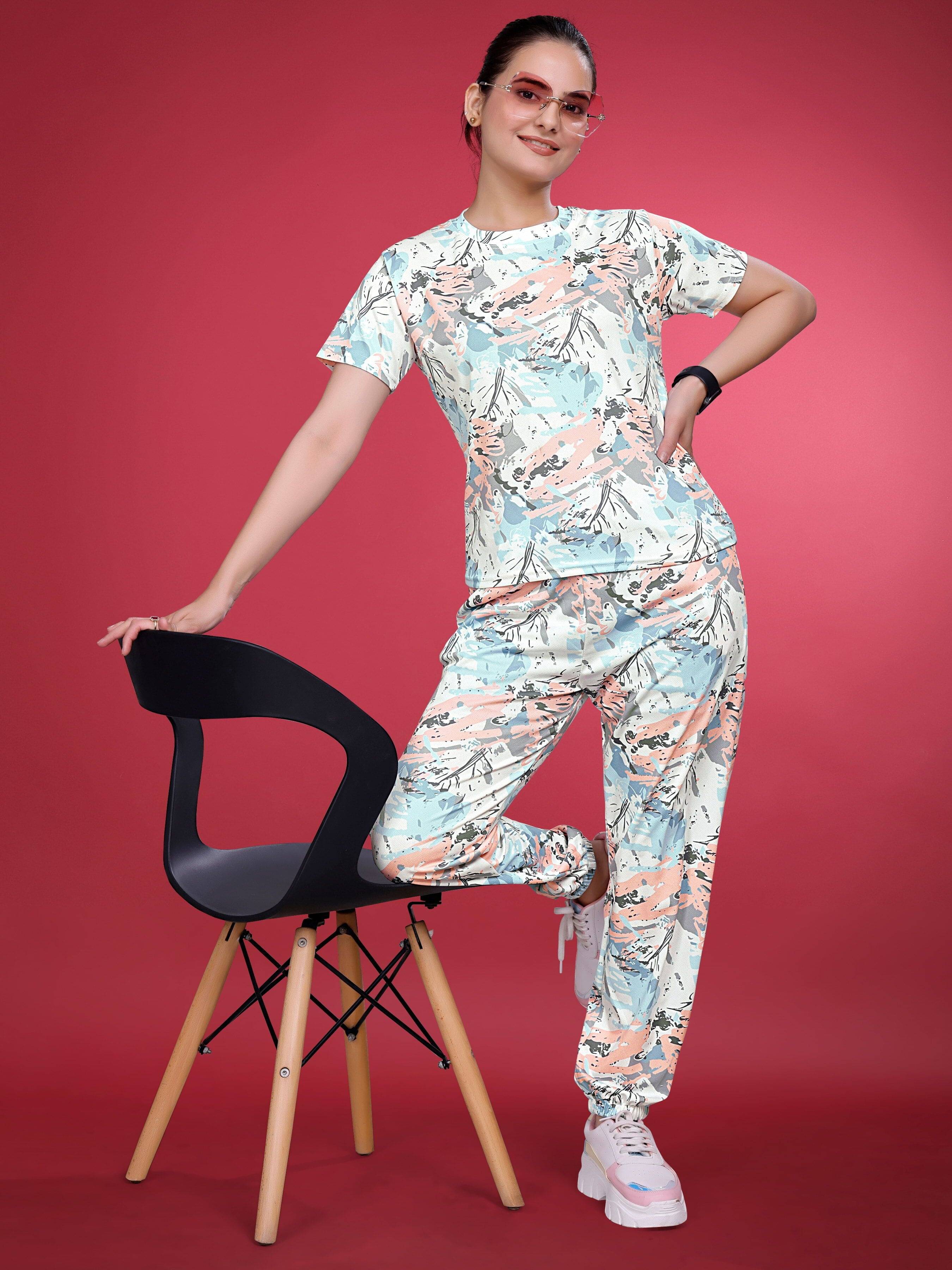     			SAKARMAA Women T-Shirt With Trousers Co-Ord Set ( Multicolor )