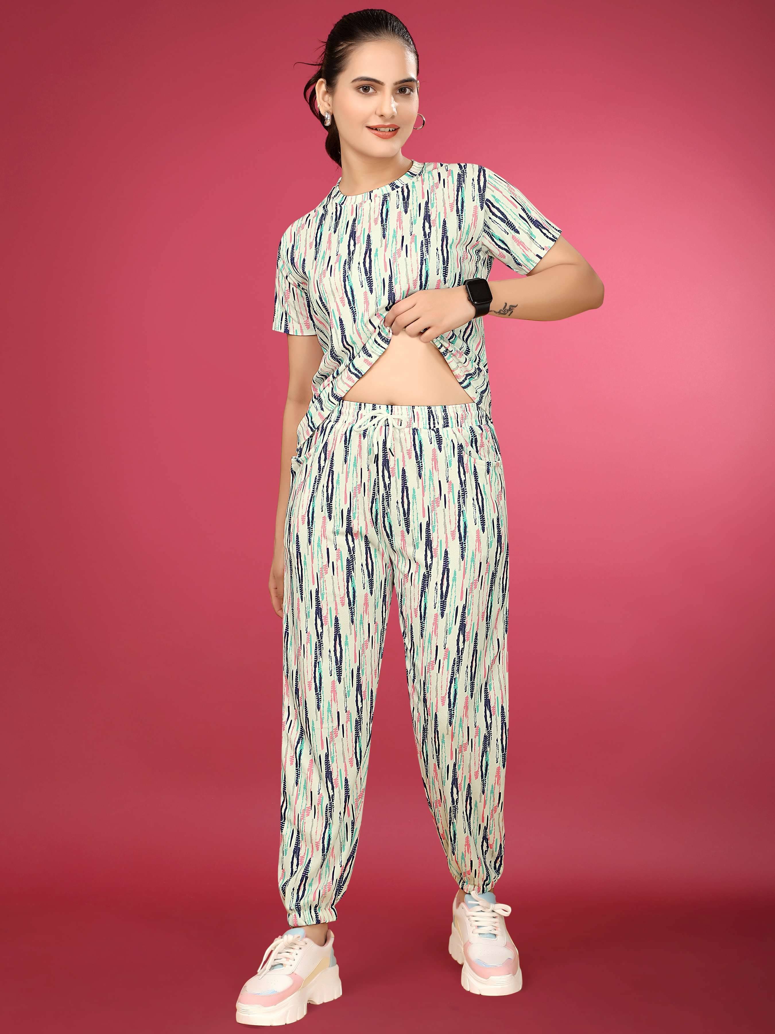     			SAKARMAA Women T-Shirt With Trousers Co-Ord Set ( Multicolor )