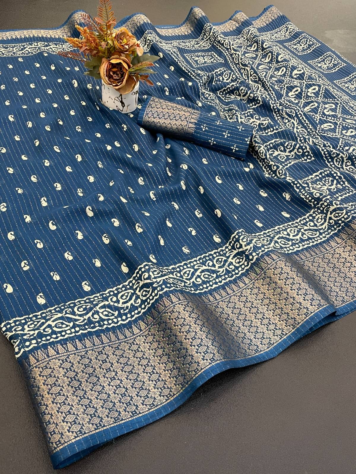     			SATVASHIV Art Silk Printed Regular Saree With Unstitched Blouse Piece ( Sky Blue )