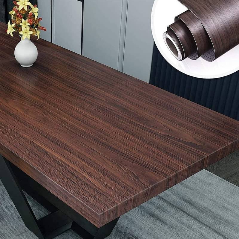     			Self Adhesive Vinyl Wall Paper Wood Grain PVC Old Furniture Vinyl Stickers Wooden Door Desktop PVC Wall Papers Kitchen Cupboard/Shelf Liner Sheet Dark Brown, Size45*500