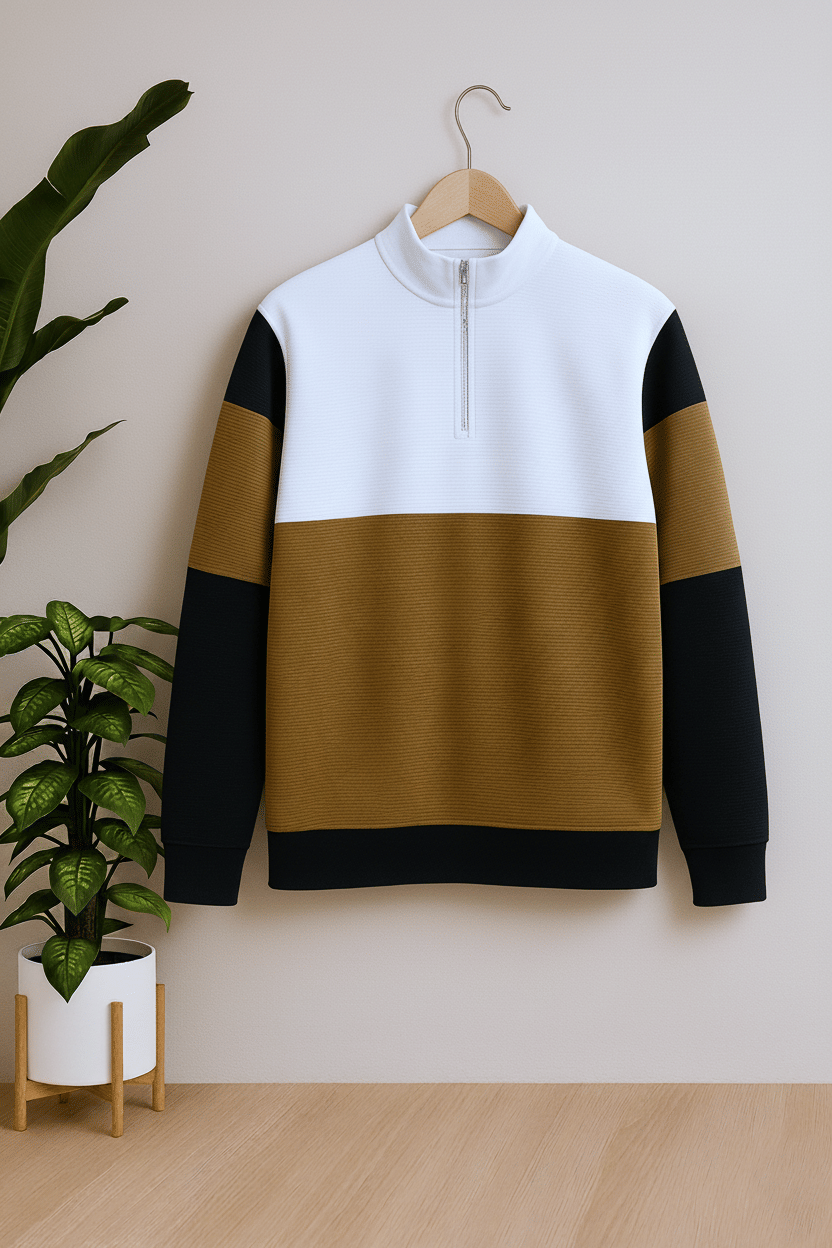     			Singham Men Cotton Blend Regular Fit Colorblock T-Shirt ( White )