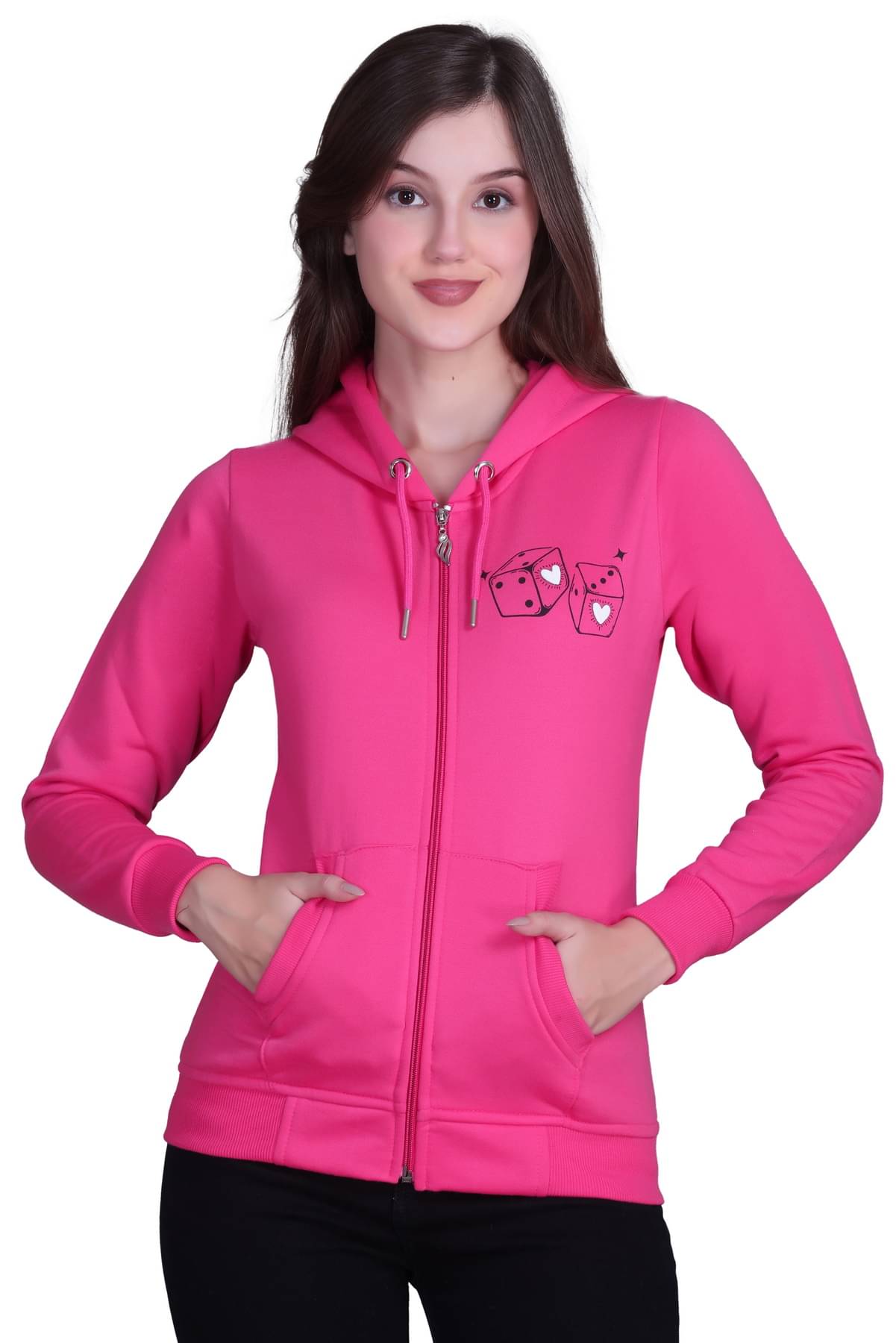 Sportizm Women Fleece Hooded Sweatshirt For Light Winters ( Pink ) Sportizm Women Fleece Hooded Sweatshirt For Light Winters ( Pink )