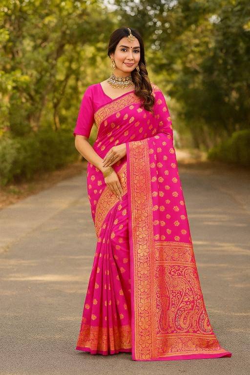 Suntex Silk Woven Design Banarasi saree With Unstitched Blouse Piece ( Pink ) Suntex Silk Woven Design Banarasi saree With Unstitched Blouse Piece ( Pink )