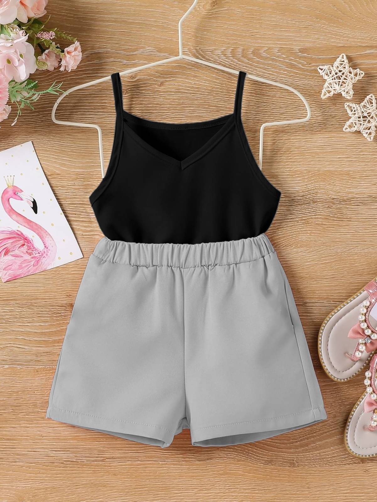     			Vj Fashion Pack of 1 Girls Cotton Blend T-shirt & Shorts ( Gray )