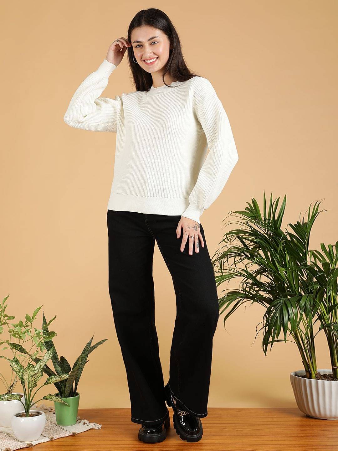 kotty Women Cotton Blend Round Neck Sweater Vest ( White ) kotty Women Cotton Blend Round Neck Sweater Vest ( White )