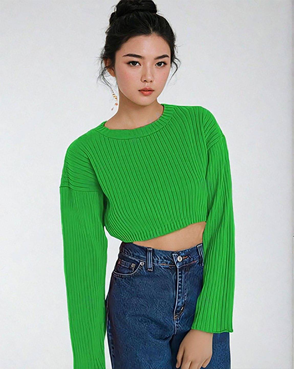 kotty Women Cotton Blend Round Neck Pullover ( Green ) kotty Women Cotton Blend Round Neck Pullover ( Green )