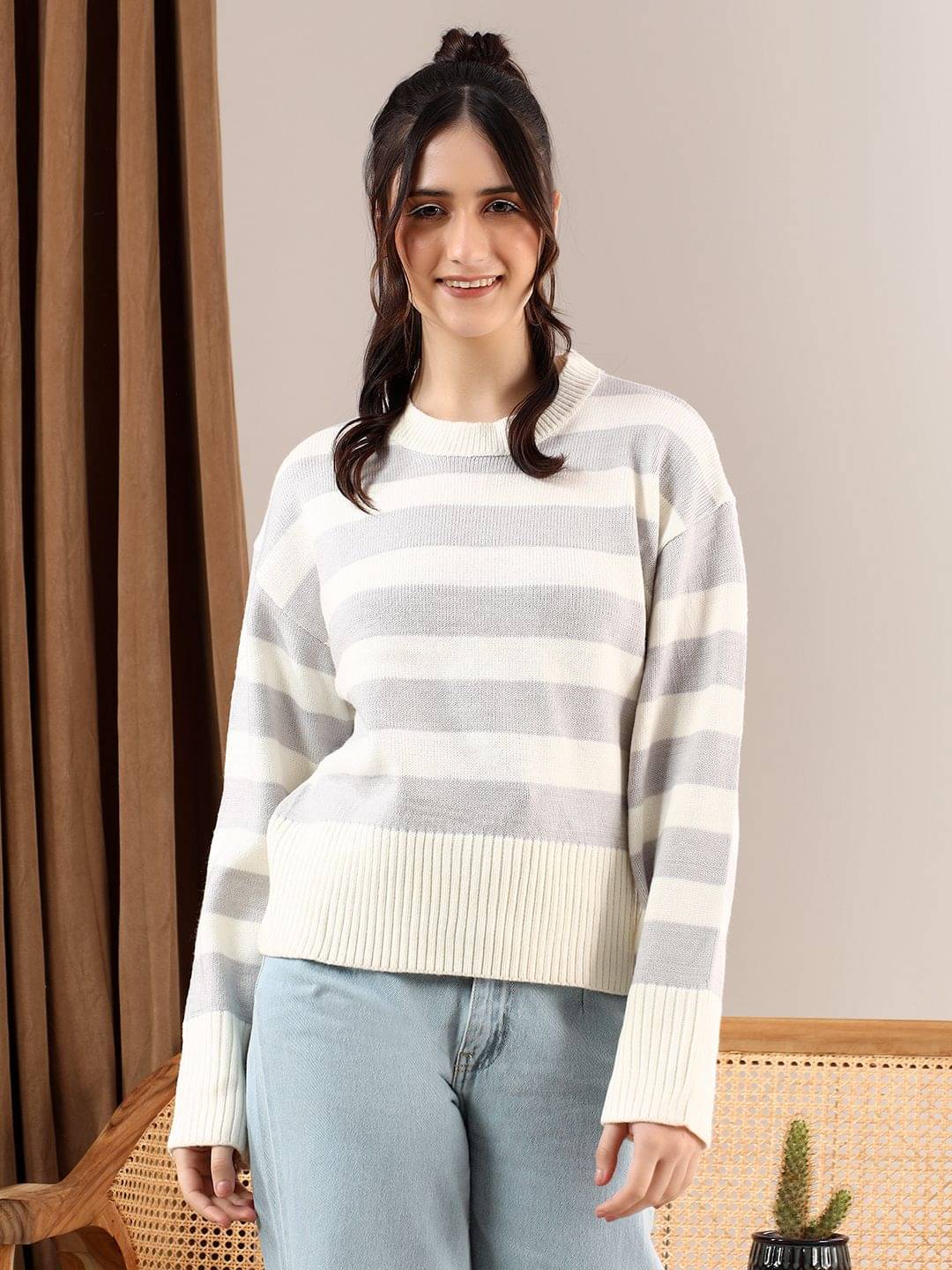 kotty Women Cotton Blend Round Neck Pullover ( Multicolor ) kotty Women Cotton Blend Round Neck Pullover ( Multicolor )