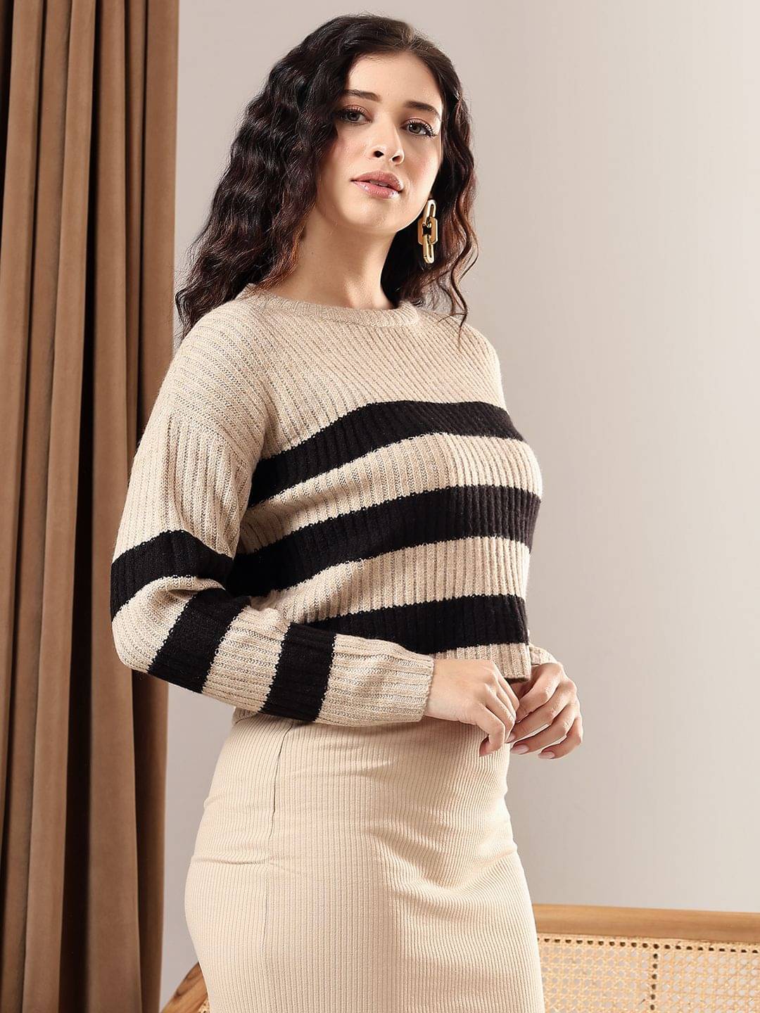 kotty Women Cotton Blend Round Neck Pullover ( Multicolor ) kotty Women Cotton Blend Round Neck Pullover ( Multicolor )