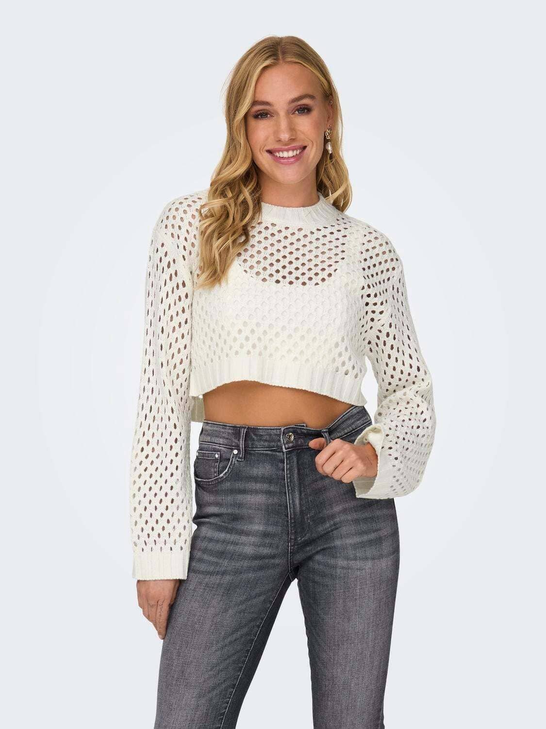kotty Women Cotton Blend High Neck Sweater Vest ( White )