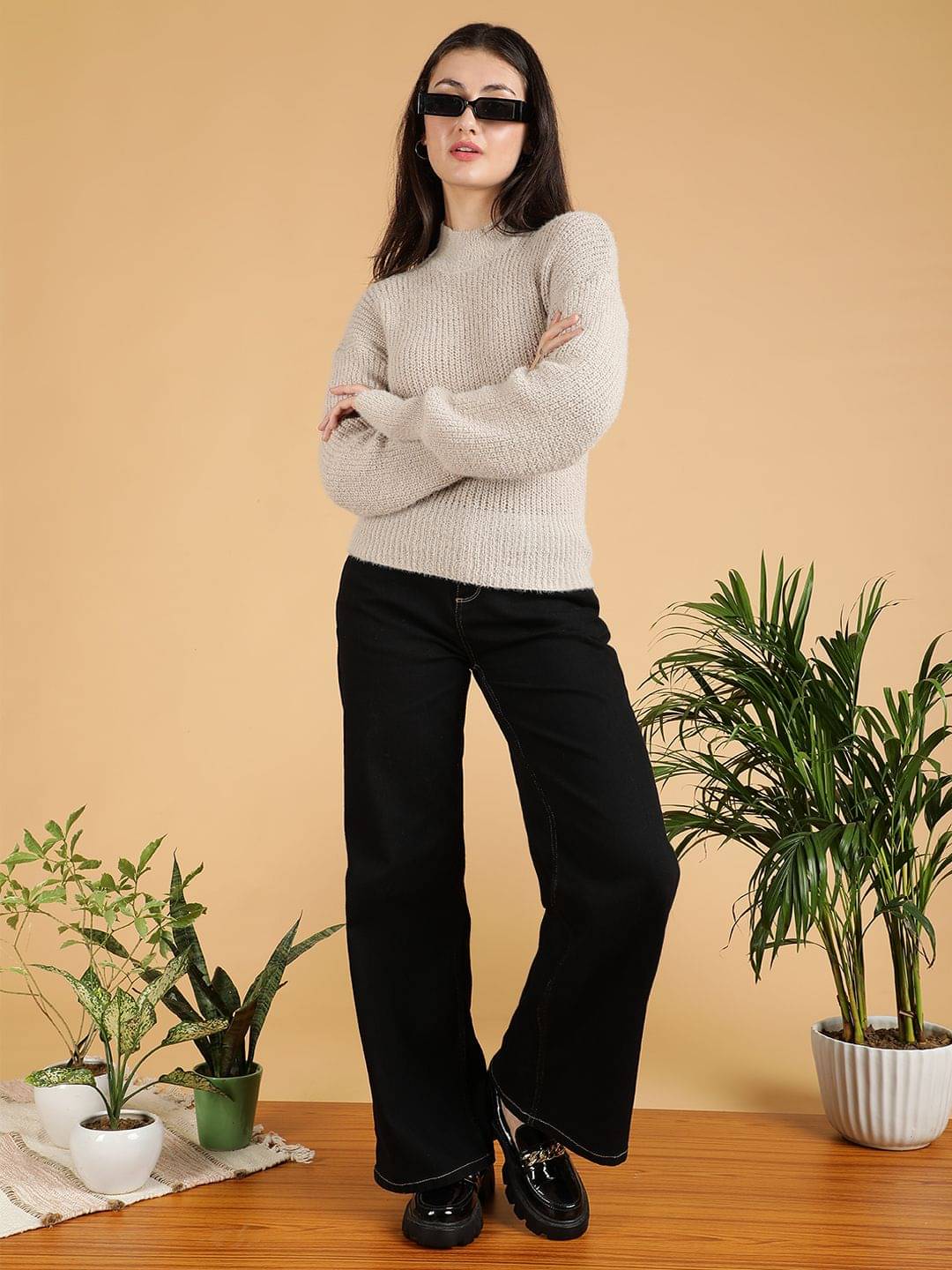     			kotty Women Cotton Blend Turtle Neck Sweater Vest ( Beige )