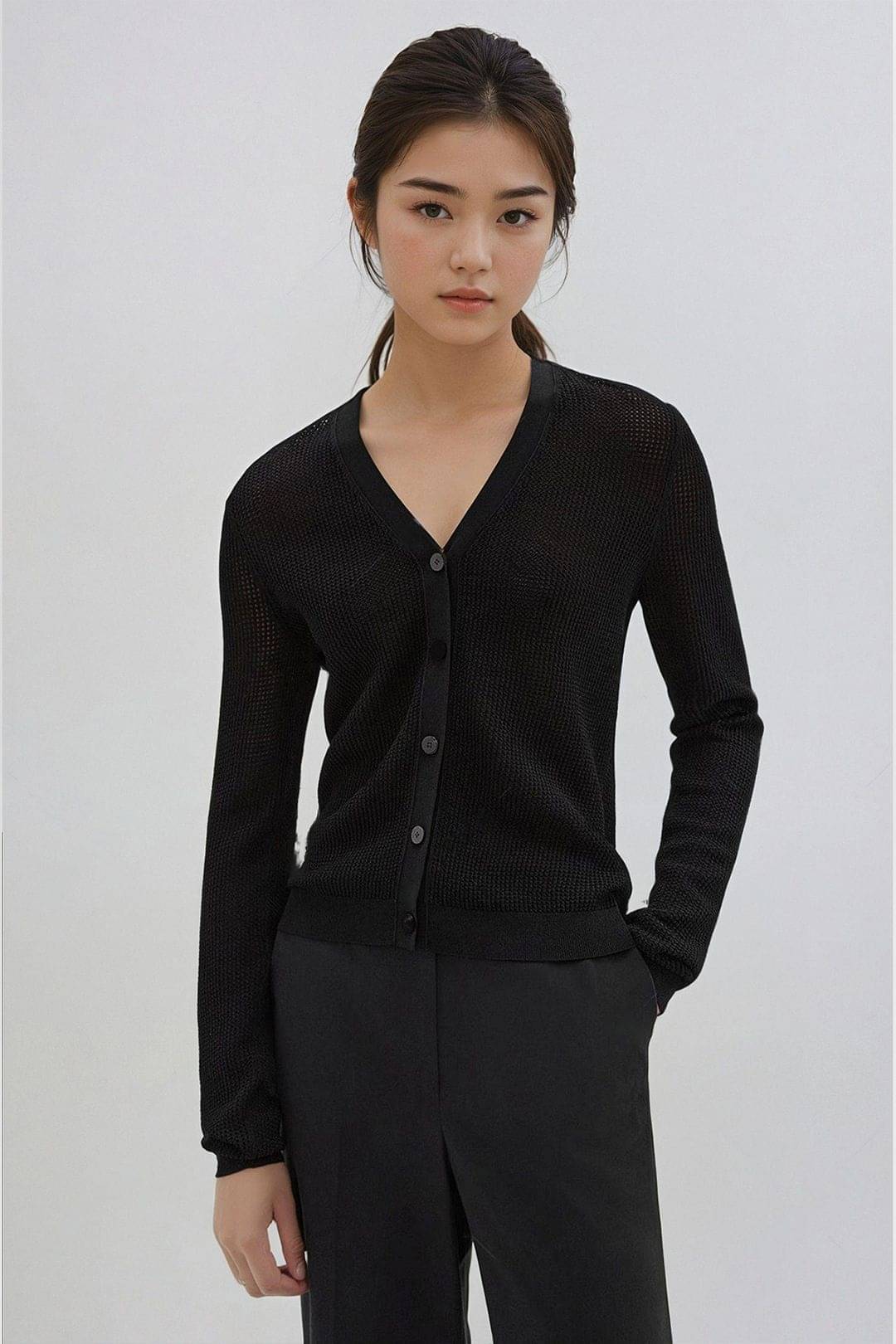     			kotty Women Cotton Blend V-Neck Sweater Vest ( Black )