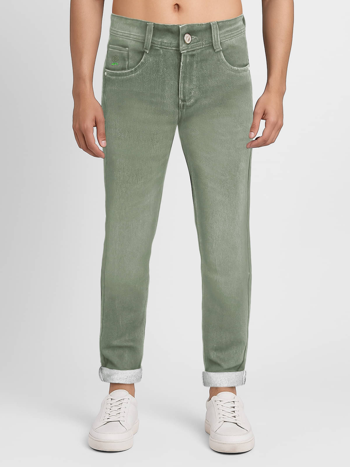 plounge Slim Fit Faded Men's Jeans - Green ( Pack of 1 ) plounge Slim Fit Faded Men's Jeans - Green ( Pack of 1 )