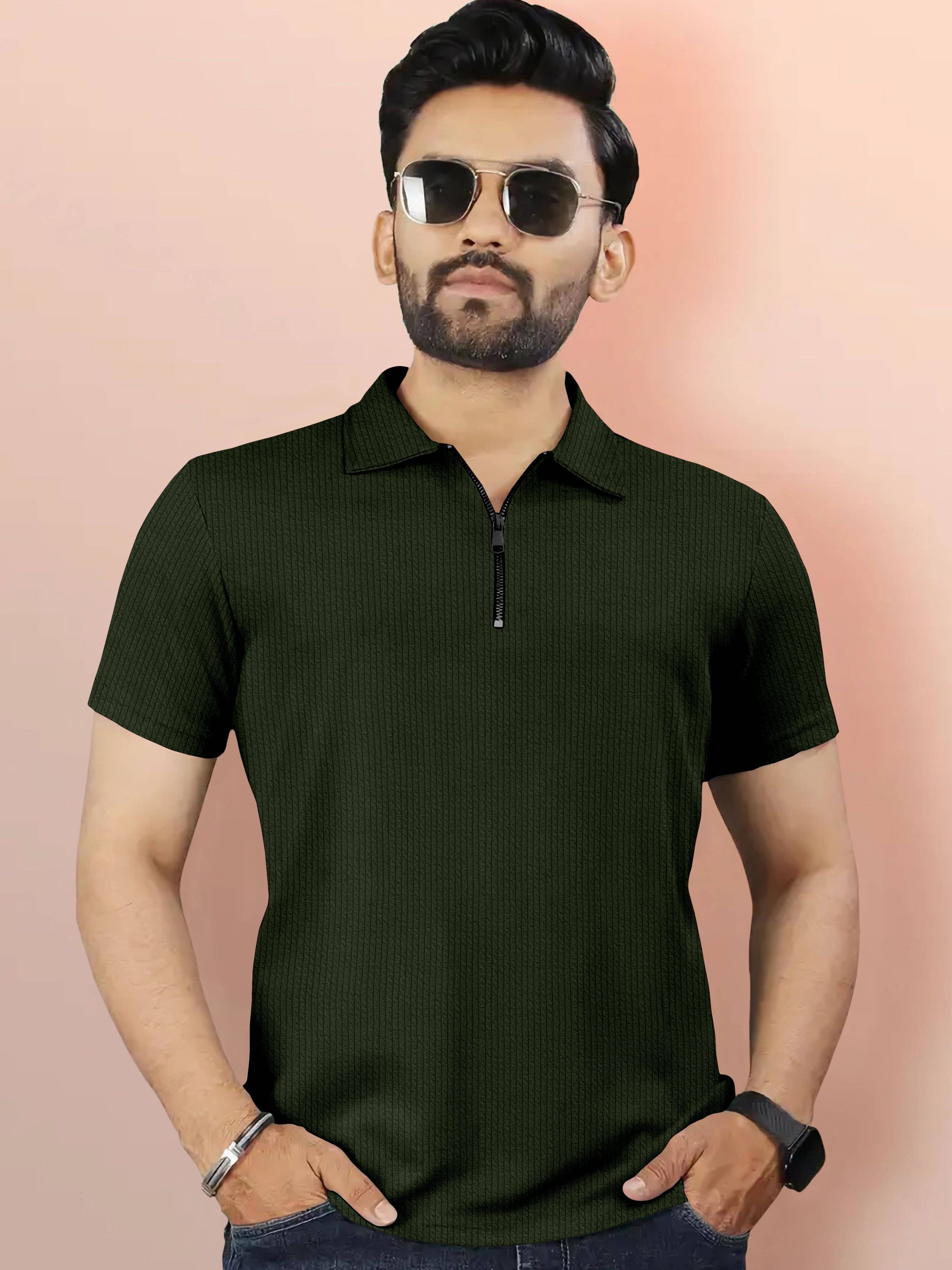     			trueoath Men Polyester Regular Fit Solid Polo T Shirt ( Olive Green )