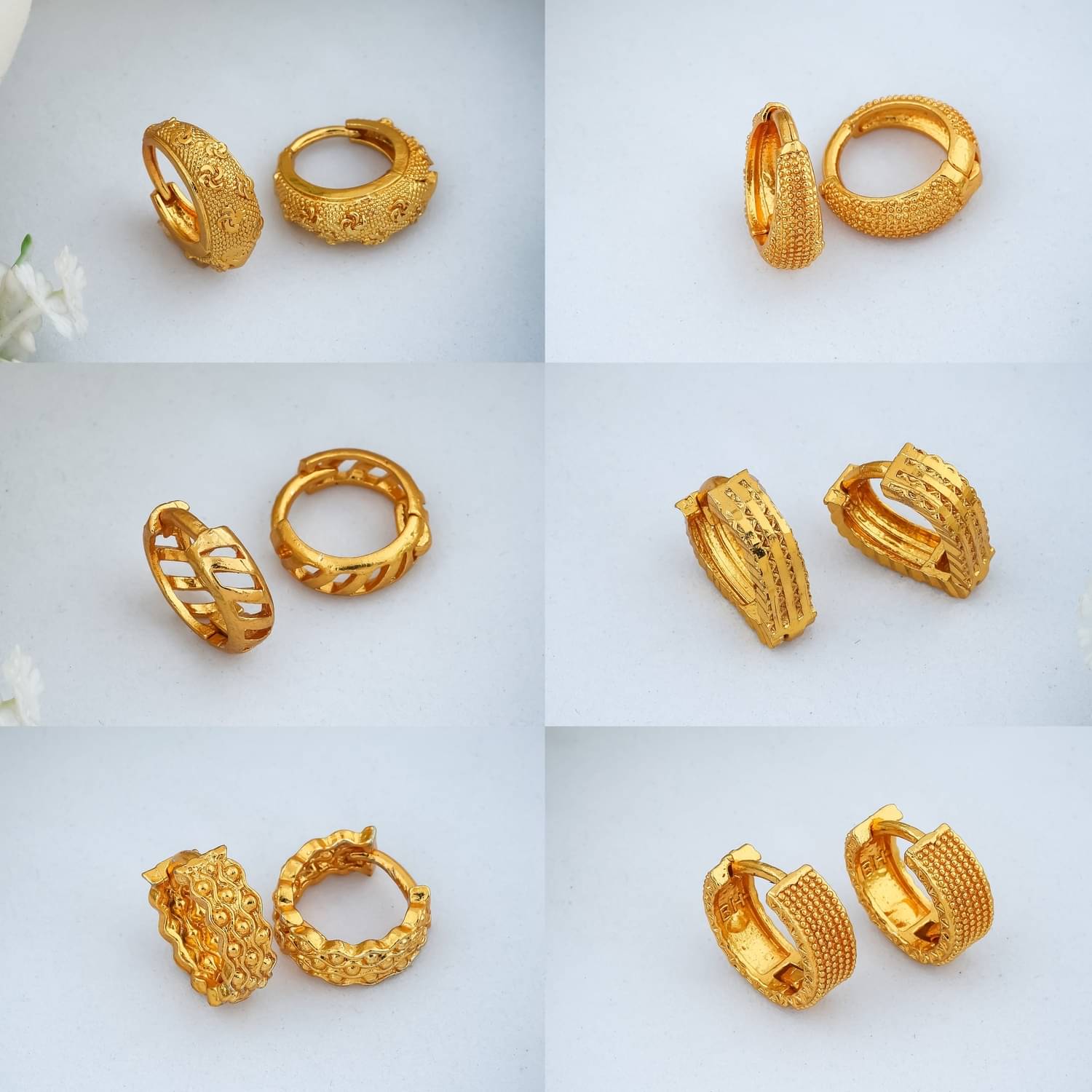     			weroxa Gold Hoops Earrings ( Pack of 6 )