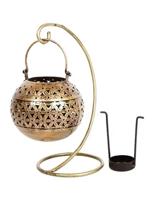 BALAJI INC. Antique Gold Metal Handi Tea Light Candle Diya Dhoop Holder With Stand Decorative Vintage Home decor accents Elegant accessories Living room Bedroom Dining table centerpiece Classic Ornate Handcrafted Unique Traditional Stylish BALAJI INC. Antique Gold Metal Handi Tea Light Candle Diya Dhoop Holder With Stand Decorative Vintage Home decor accents Elegant accessories Living room Bedroom Dining table centerpiece Classic Ornate Handcrafted Unique Traditional Stylish