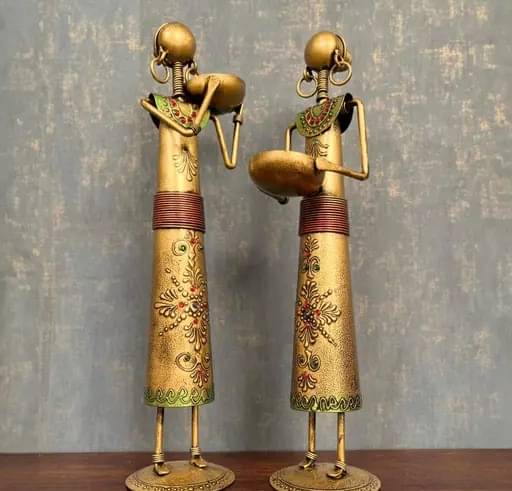 BALAJI INC. Metal Wrought Iron Tribal Lady showpieces Ladies Doll Figurine Statue Decorative Items | Show Pieces for Home Decor Stylish Living Room Tea Light Stand Golden BALAJI INC. Metal Wrought Iron Tribal Lady showpieces Ladies Doll Figurine Statue Decorative Items | Show Pieces for Home Decor Stylish Living Room Tea Light Stand Golden