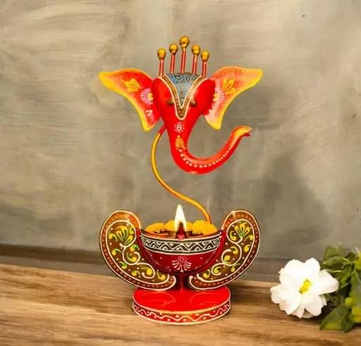     			BALAJI INC. | Vinayaka/ Ganesha Ji /  / Ganesha Tea Light Candle Holder for Dewali Decoration, Diwali Gift, Corporate Gift, Table Decor, Pooja Room Decor Handicraft Iron Ganesha ji Tea Light Candle Holder