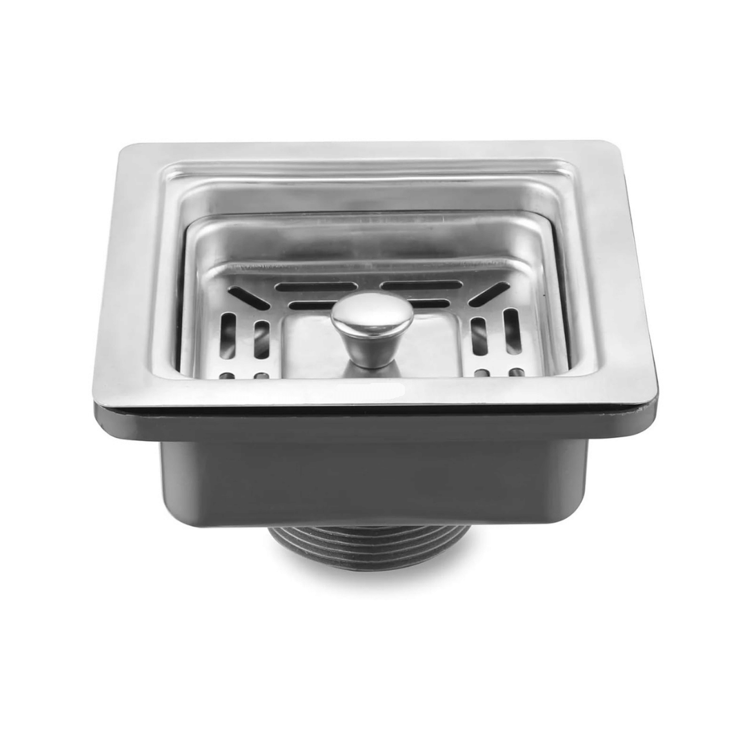 COSVIT 4.5-Inch Square Sink Coupling – Premium Stainless Steel & PVC Drain Coupler | Rust-Free, Durable/Corrosion-Resistant Waste Coupling with Chrome Finish for Kitchen Sink (Pack of 1)