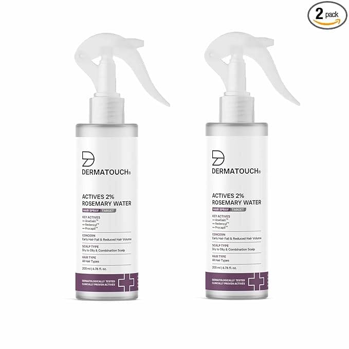 Dermatouch Actives 2% Rosemary Water Hair Spray, 200ml each (Pack Of 2) Dermatouch Actives 2% Rosemary Water Hair Spray, 200ml each (Pack Of 2)