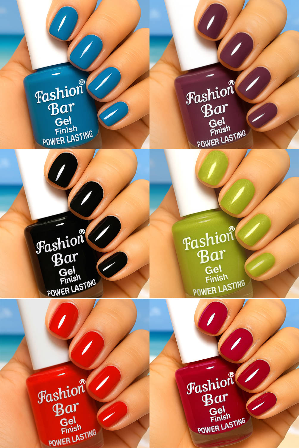     			Fashion Bar Multi Nail Polish 36 ( Pack of 6 )