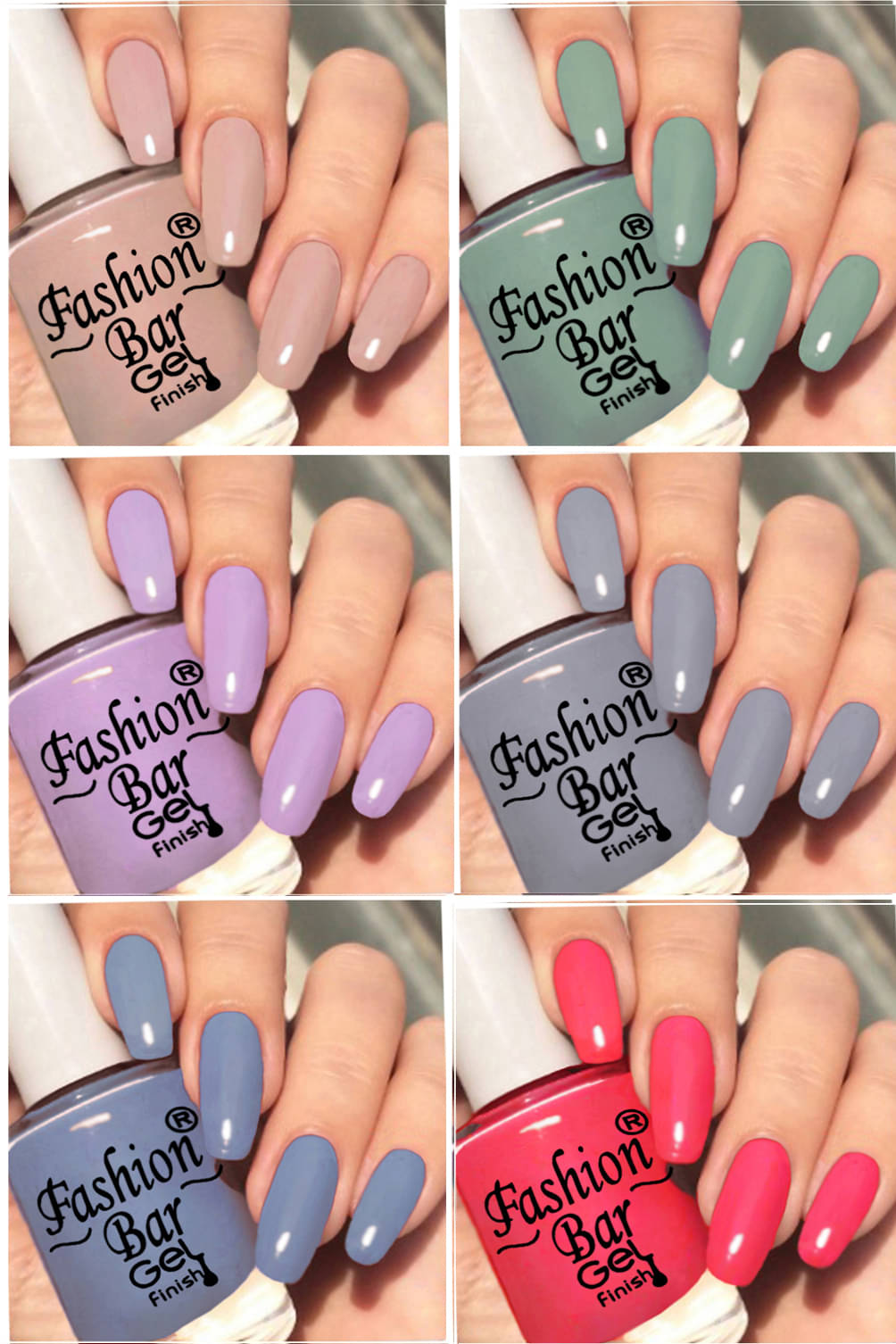     			Fashion Bar Multi Nail Polish 36 ( Pack of 6 )