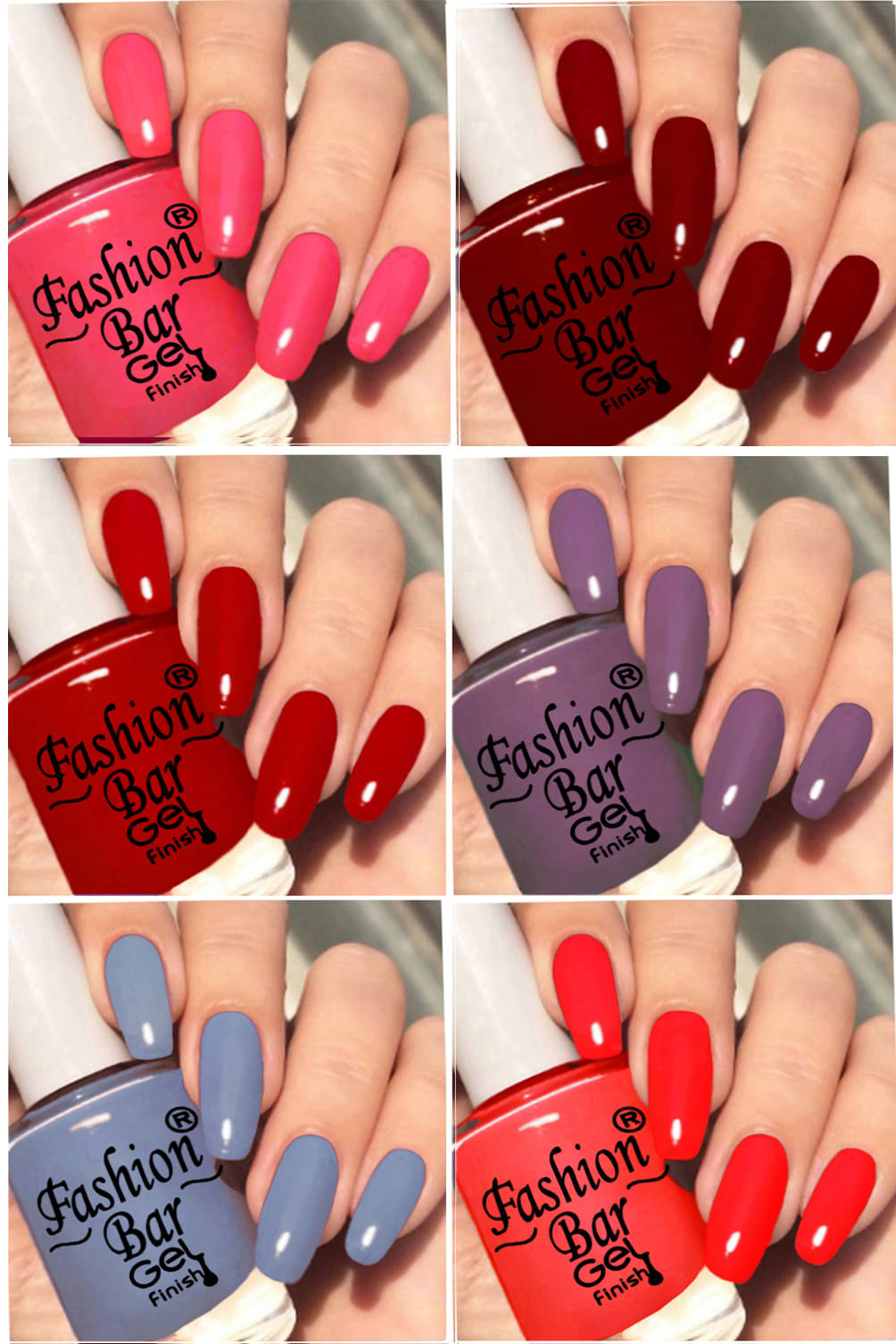     			Fashion Bar Multi Nail Polish 36 ( Pack of 6 )