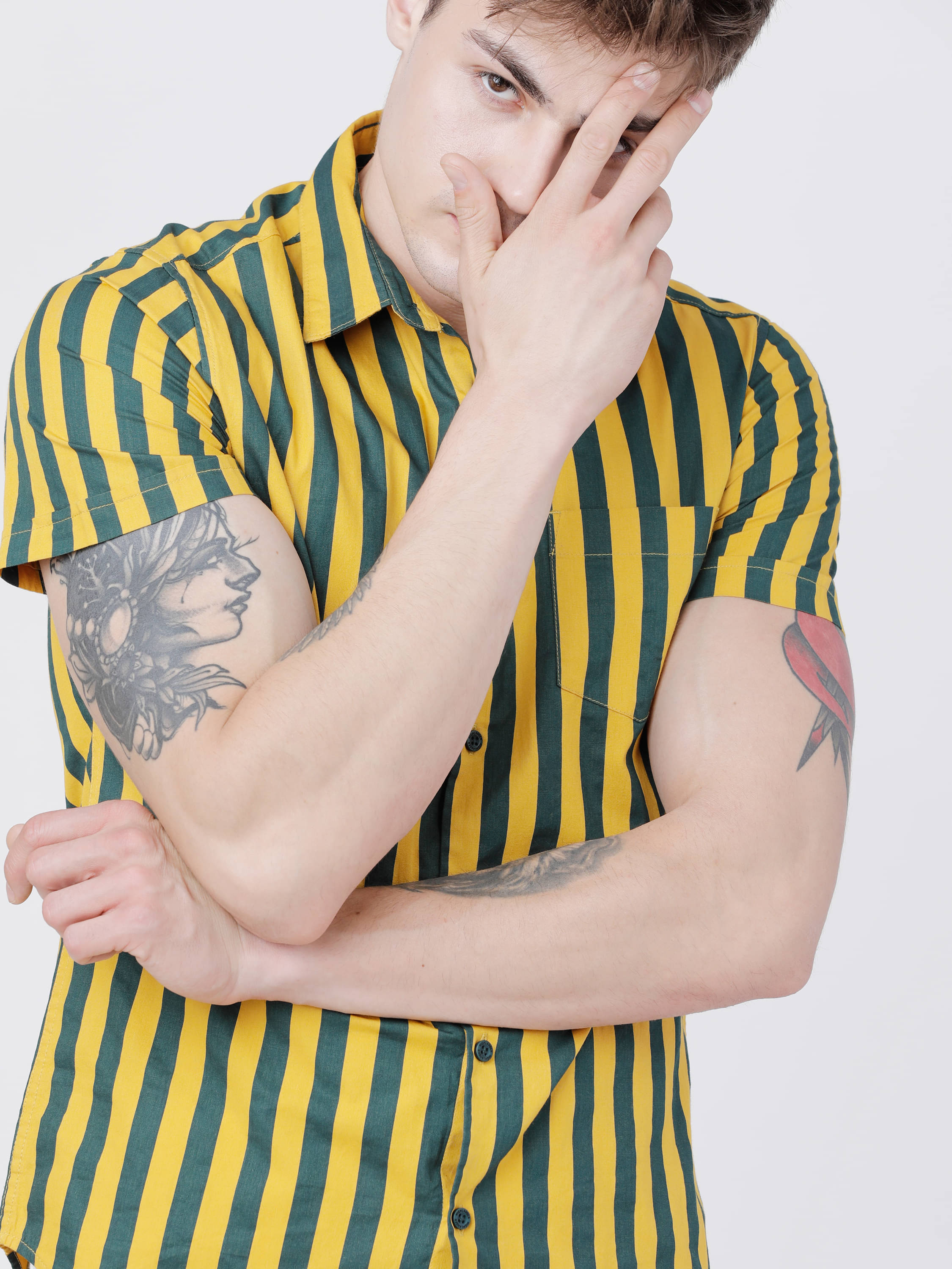 Highlander 100% Cotton Slim Fit Striped Half Sleeves Men's Casual Shirt - Green ( Pack of 1 ) Highlander 100% Cotton Slim Fit Striped Half Sleeves Men's Casual Shirt - Green ( Pack of 1 )