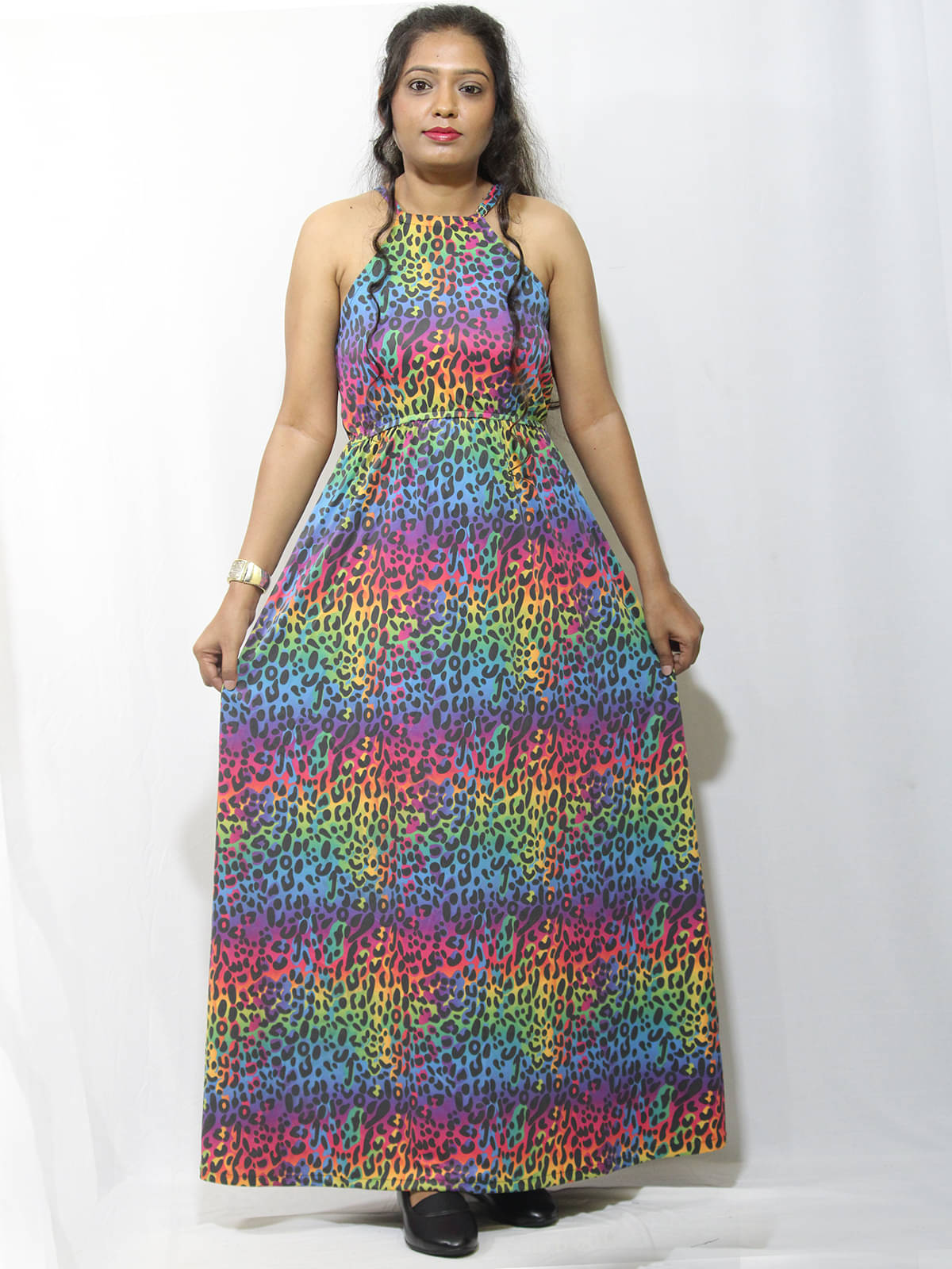     			Lola Dola Women Polyester Printed Fit & Flare Dress ( Multicolor 11 )