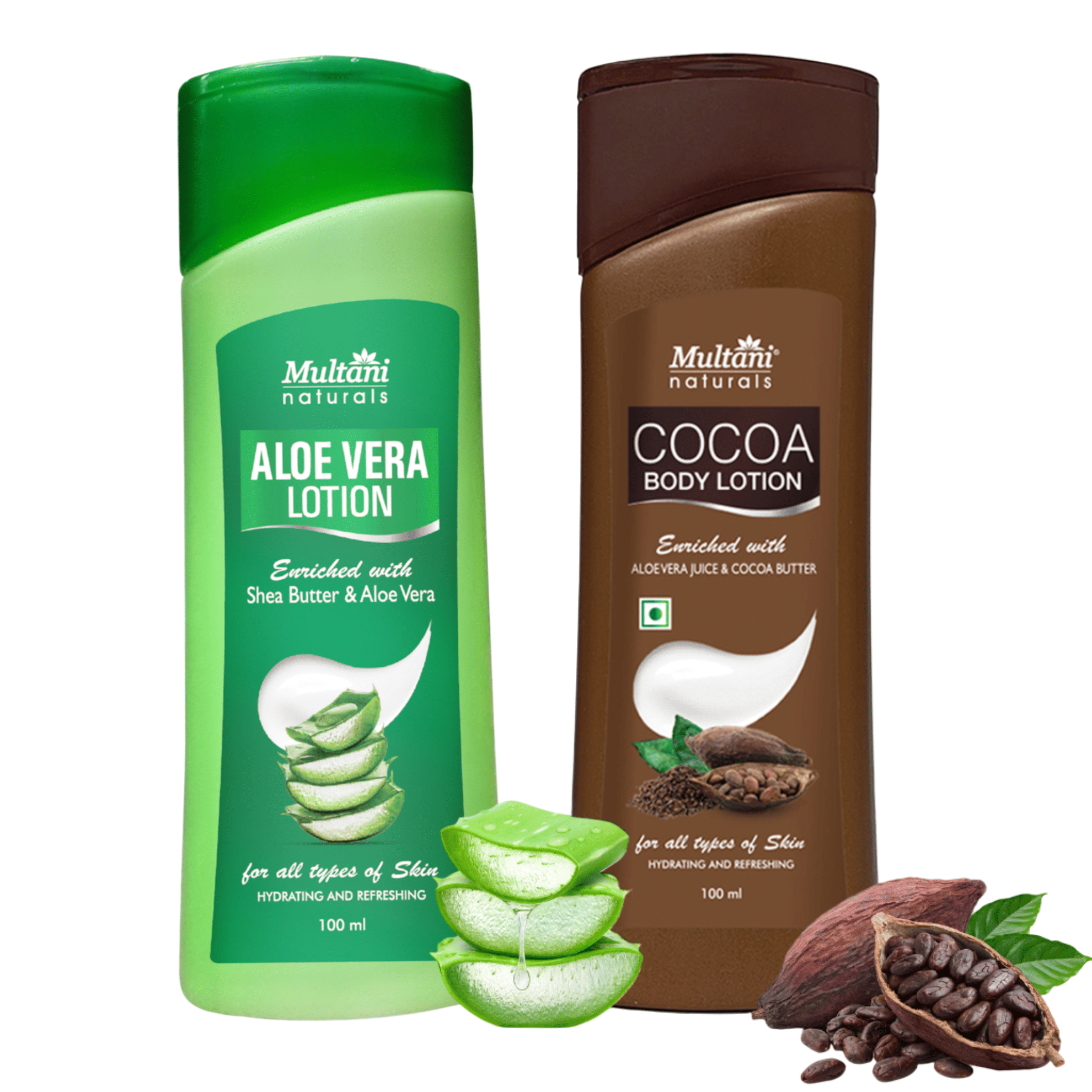 Multani Naturals Body Lotion Combo - Cocoa & Aloe Vera, Soft & Smooth Skin, 100Ml Each (Pack of 2) Multani Naturals Body Lotion Combo - Cocoa & Aloe Vera, Soft & Smooth Skin, 100Ml Each (Pack of 2)