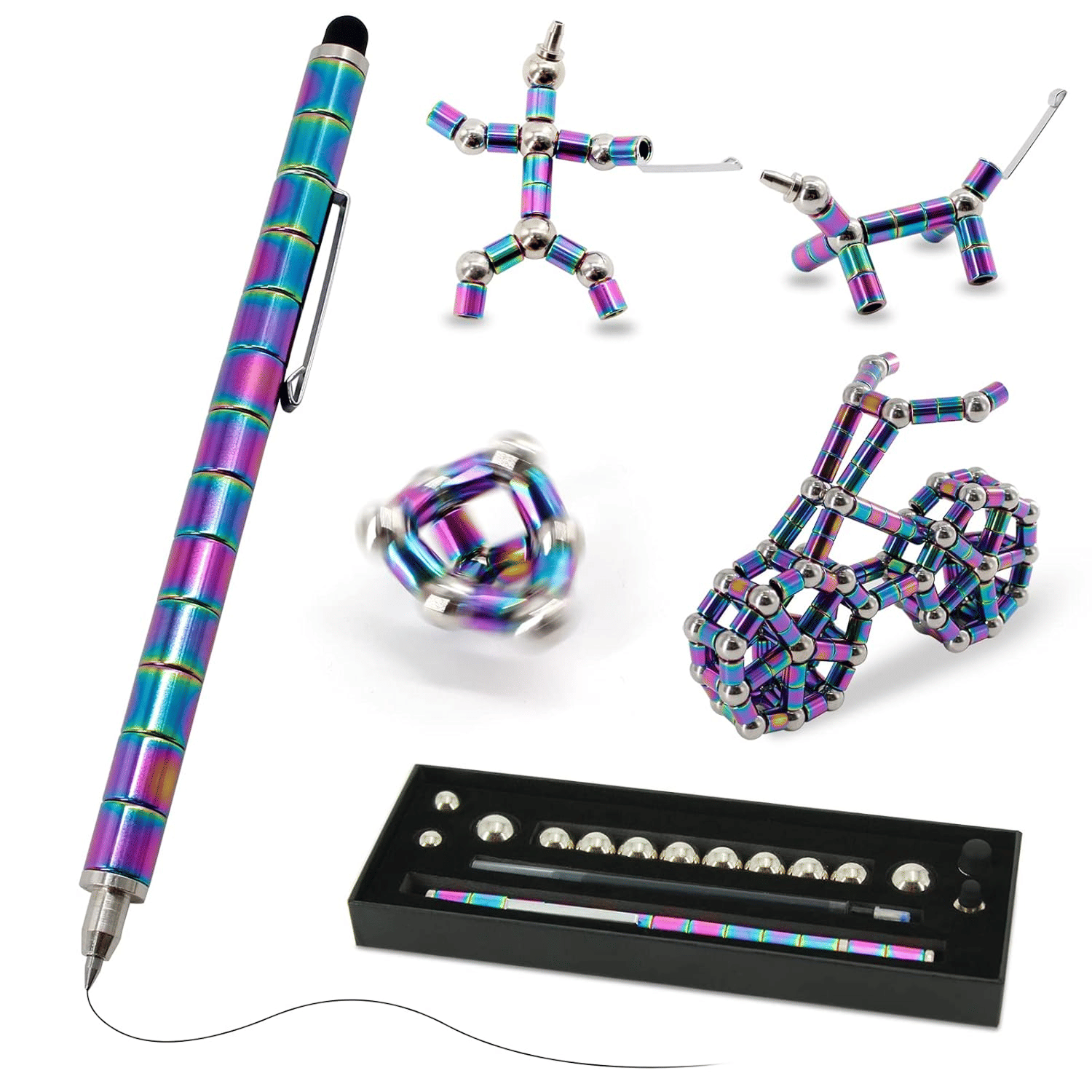 Magnetic Fidget Pen Toys Pen Decompression Magnetic Metal Multifunction Writing Magnet Ballpoint Pen Fidget Cool Gadgets Toys Gifts for Kids Boy Girls