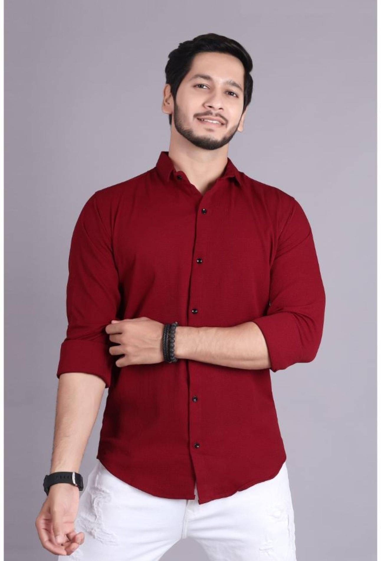 PEARL OCEAN Linen Slim Fit Solids Full Sleeves Men's Casual Shirt - Maroon ( Pack of 1 ) PEARL OCEAN Linen Slim Fit Solids Full Sleeves Men's Casual Shirt - Maroon ( Pack of 1 )