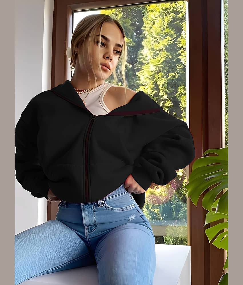 Parona Women Hooded Fleece Jacket ( Black ) - Jackets & Coats | Buy online on ZillyBuy
