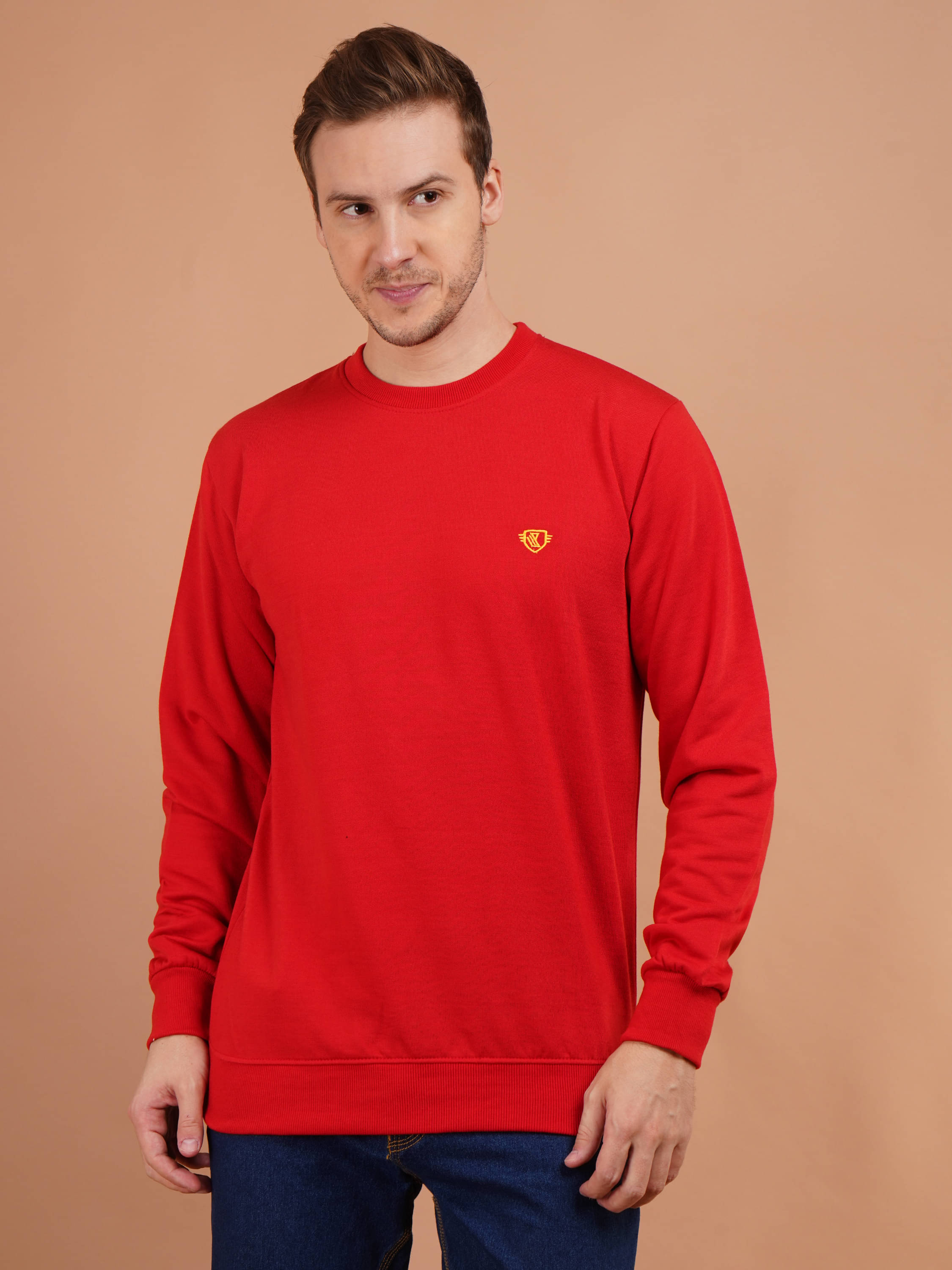     			SHREYNKA Cotton Blend Round Neck Men's Sweatshirt - Red ( Pack of 1 )