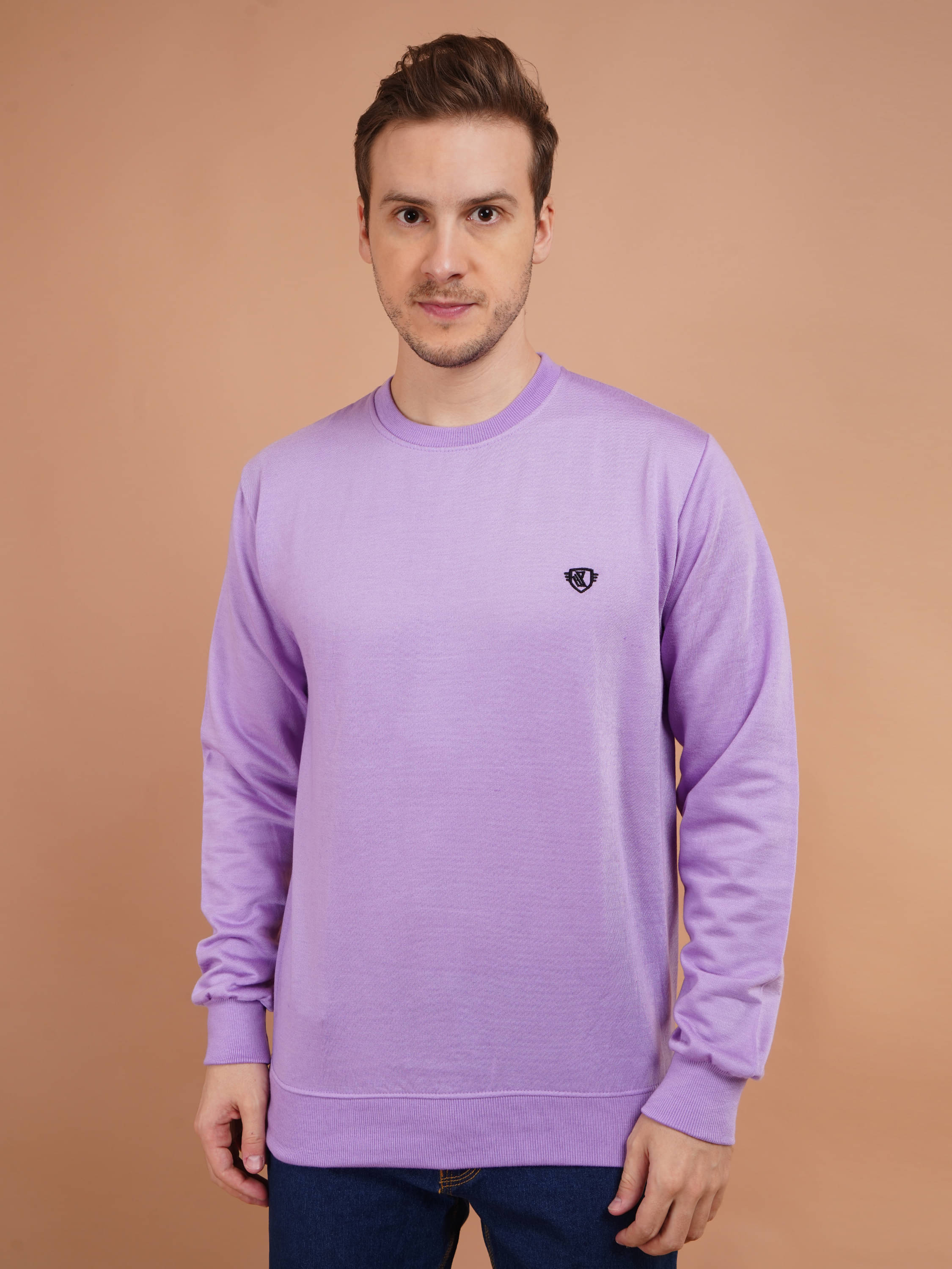     			SHREYNKA Cotton Blend Round Neck Men's Sweatshirt - Purple ( Pack of 1 )