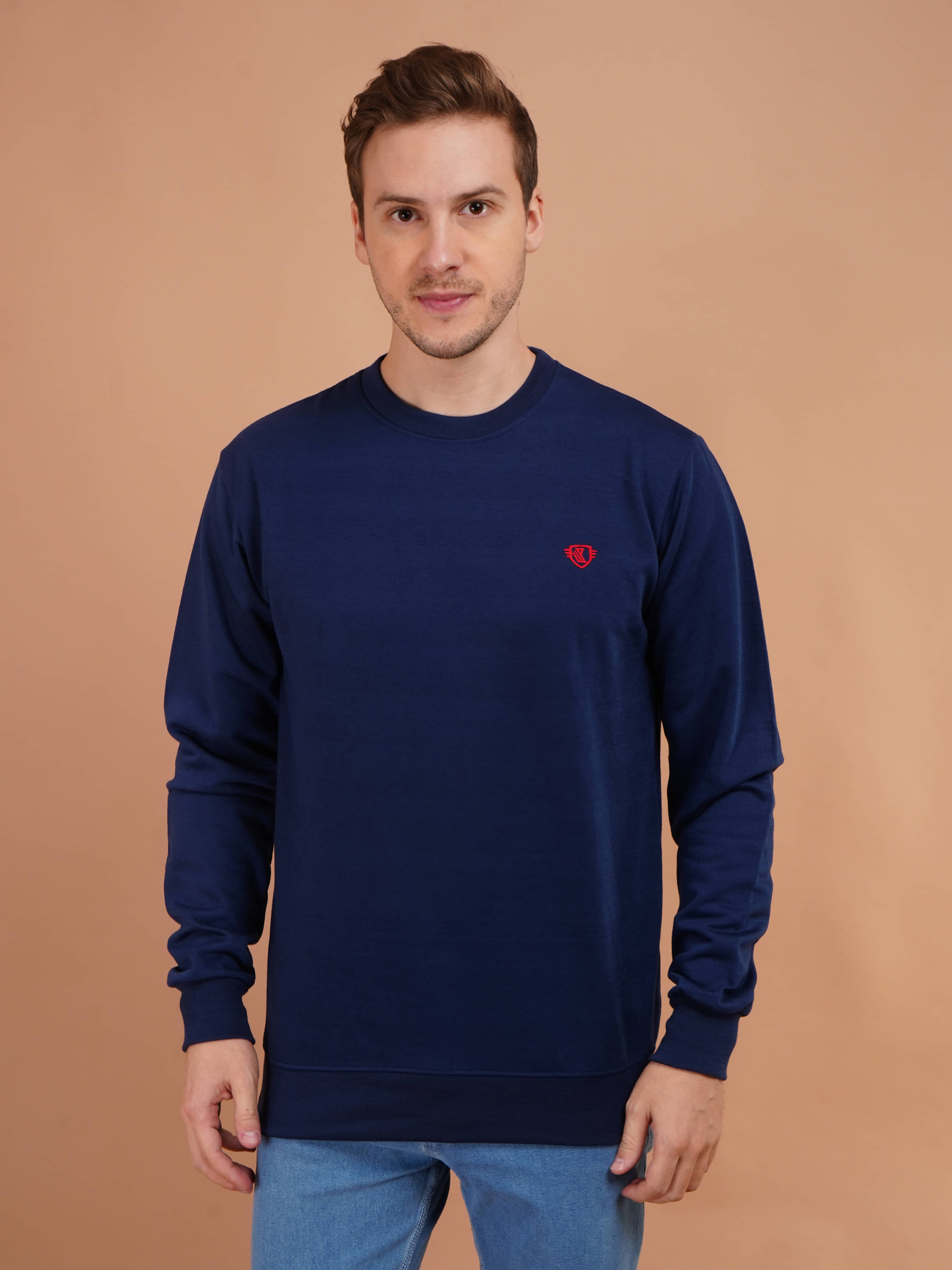     			SHREYNKA Cotton Blend Round Neck Men's Sweatshirt - Teal Blue ( Pack of 1 )